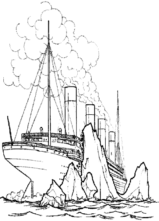 Coloriage Le Titanic Heurte Un Iceberg - Bateau à imprimer