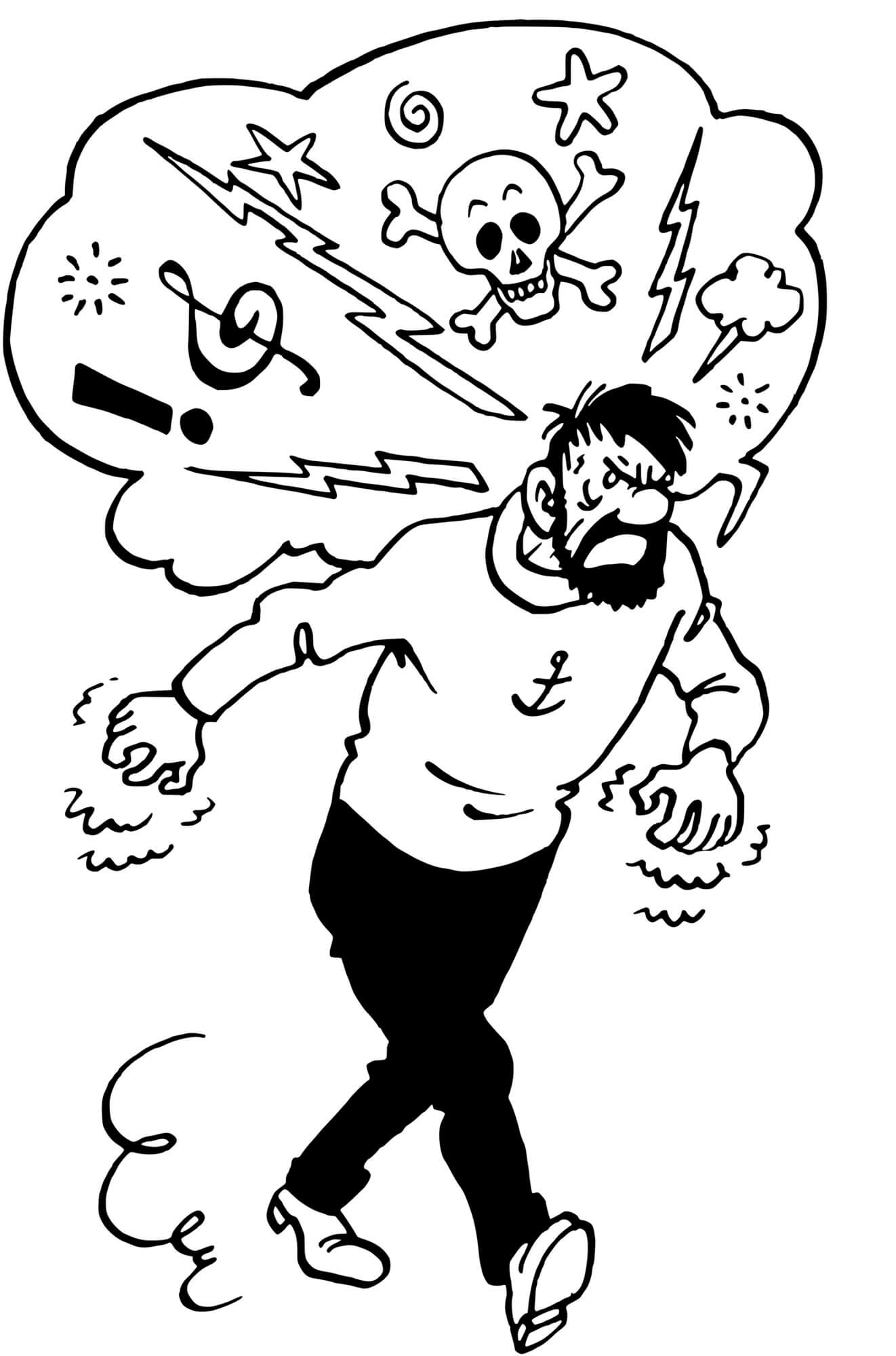 Coloriage Le Capitaine Haddock - Tintin à imprimer