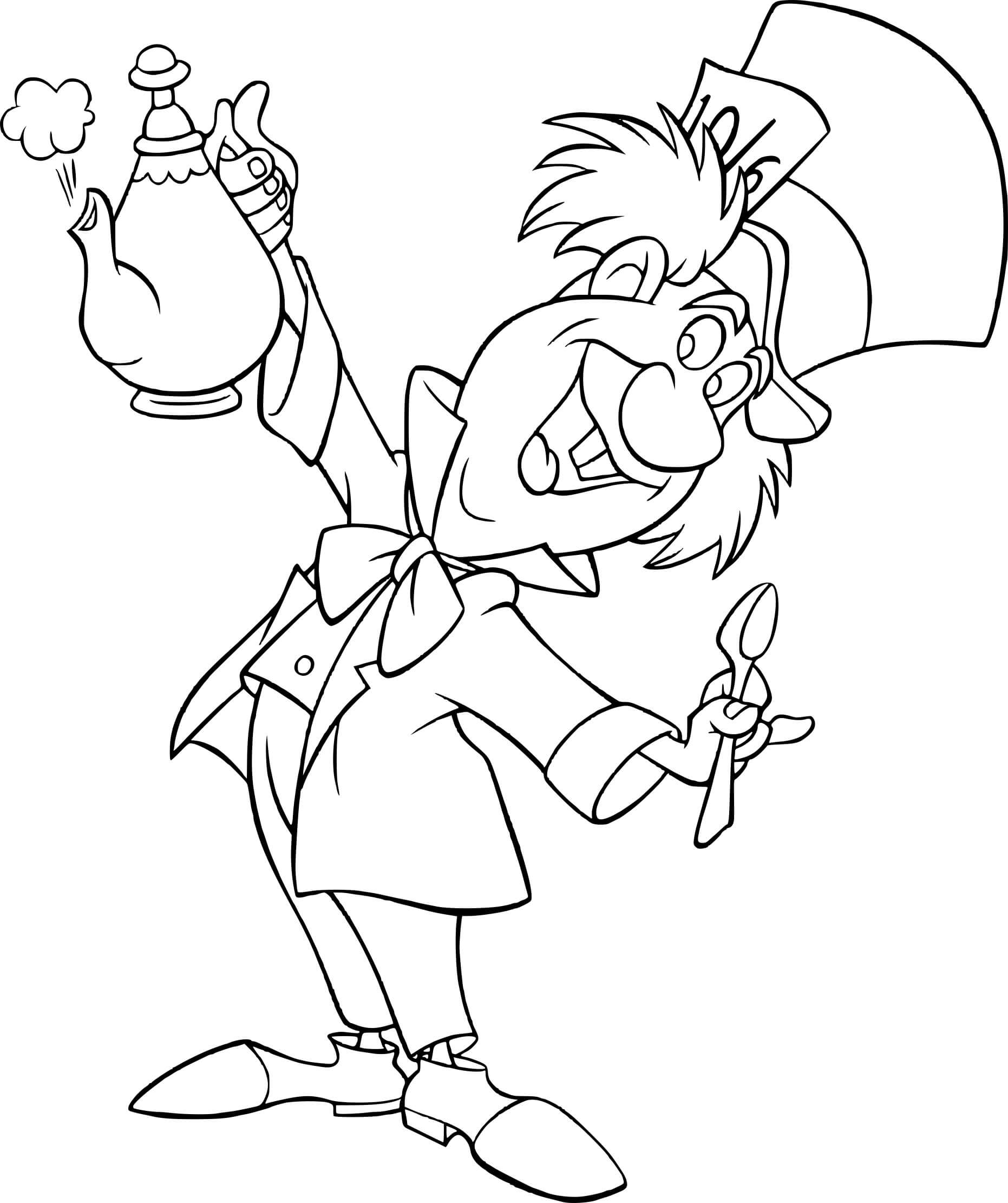 Coloriage Le Chapelier Toque - Alice au pays des merveilles à imprimer