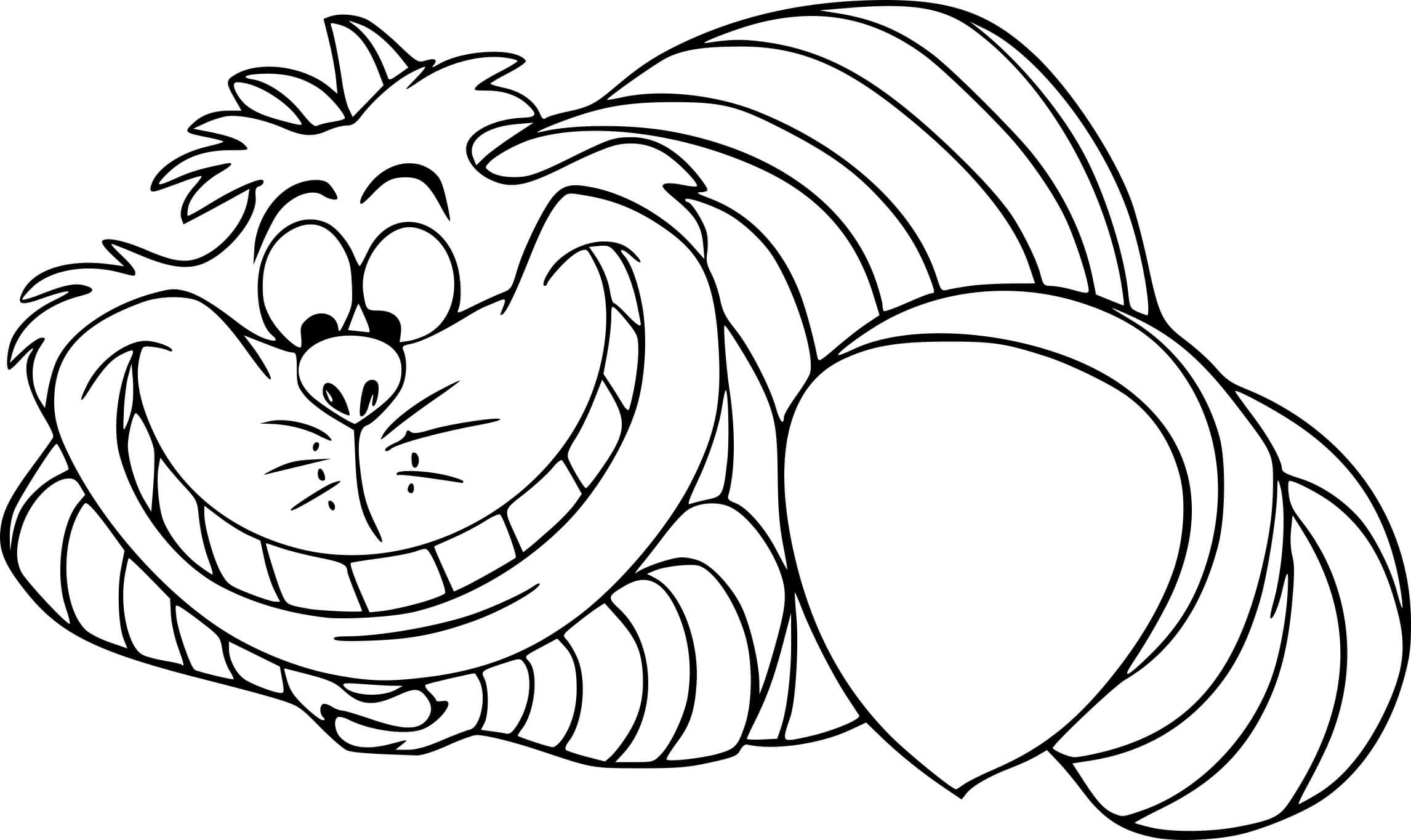 Coloriage Le Chat Fouin De Alice - Alice au pays des merveilles à imprimer