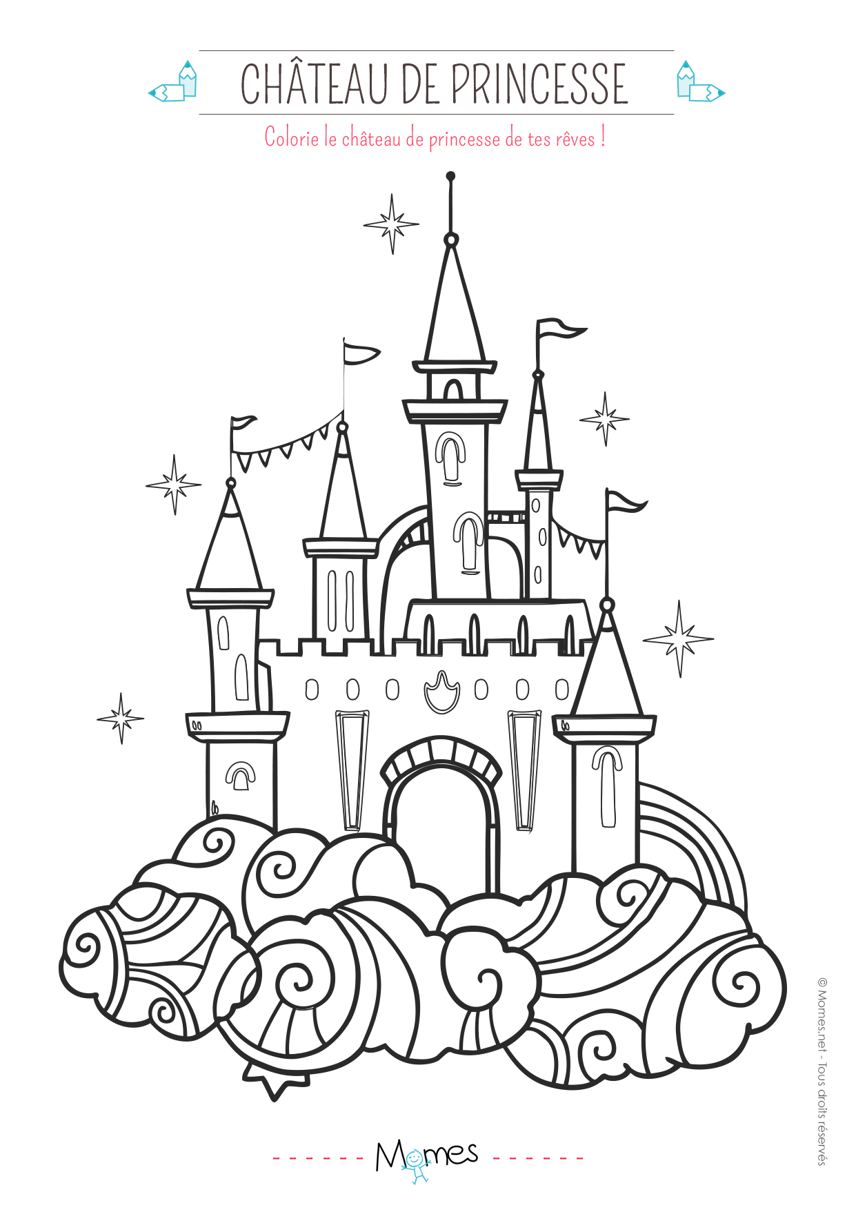 Coloriage Le Château De Princesse - Chateau à imprimer