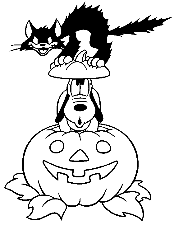 Coloriage Le Chien Pluto Dans Une Citrouille D'Halloween - Halloween citrouille à imprimer