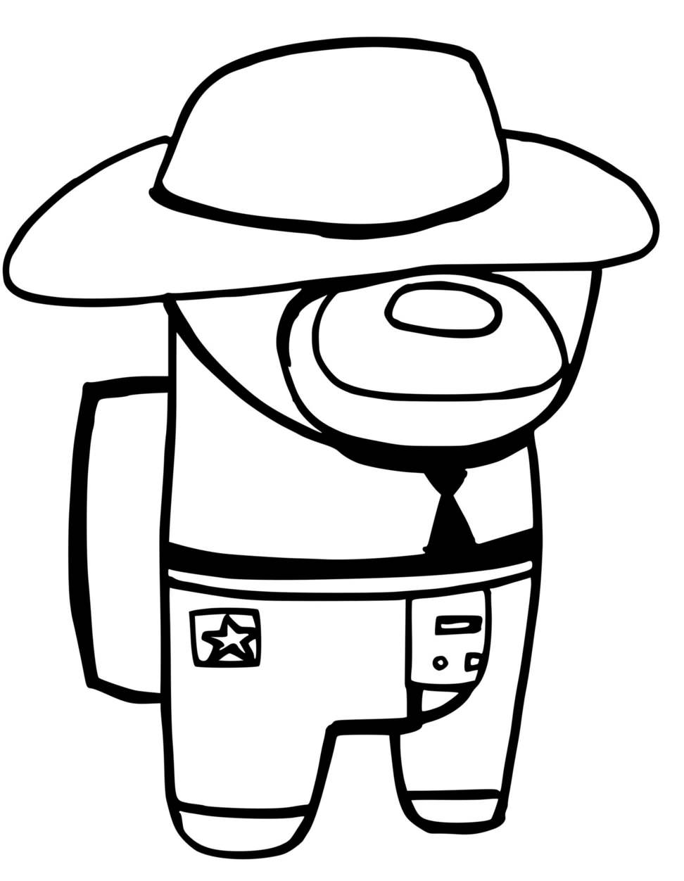 Coloriage Le Cowboy Among Us - Among us à imprimer