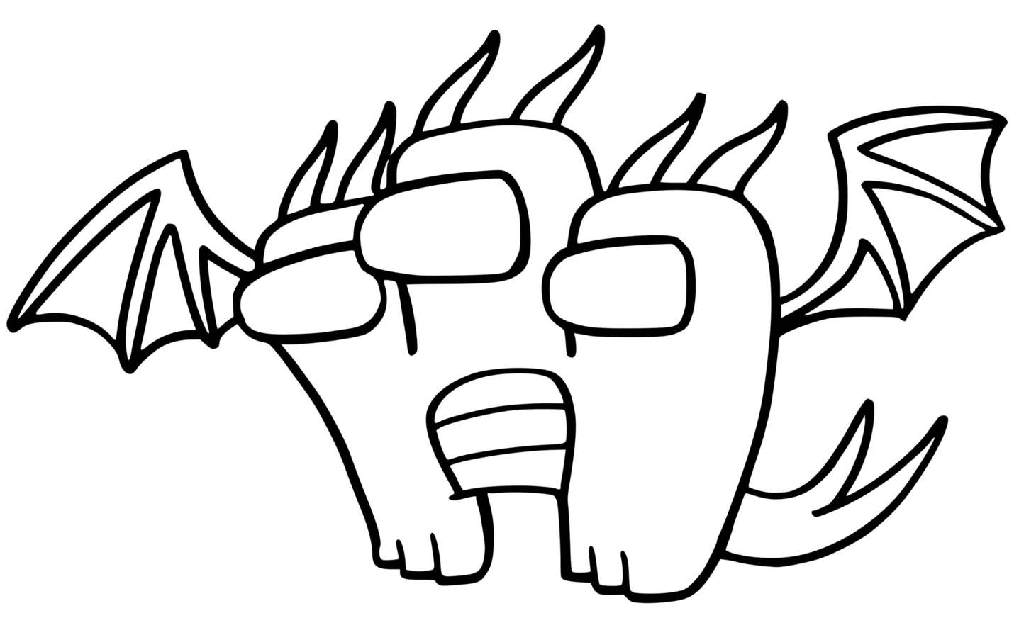 Coloriage Le Dragon A Trois Têtes Among Us - Among us à imprimer