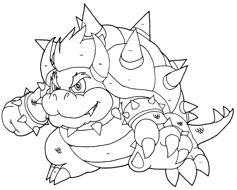 Coloriage Le Grand Bowser En Forme - Bowser à imprimer