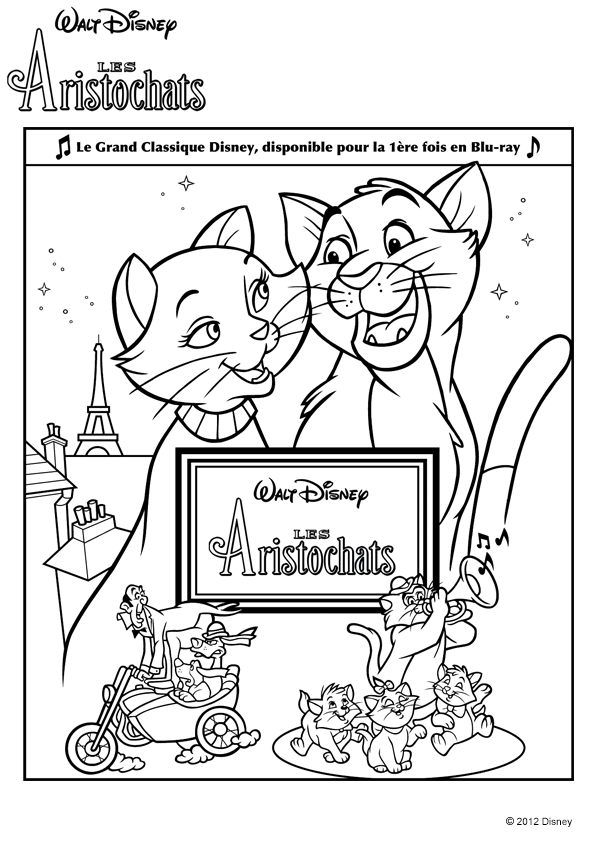 Coloriage Le Grand Classique Disney Les Aristochats - Aristochats à imprimer