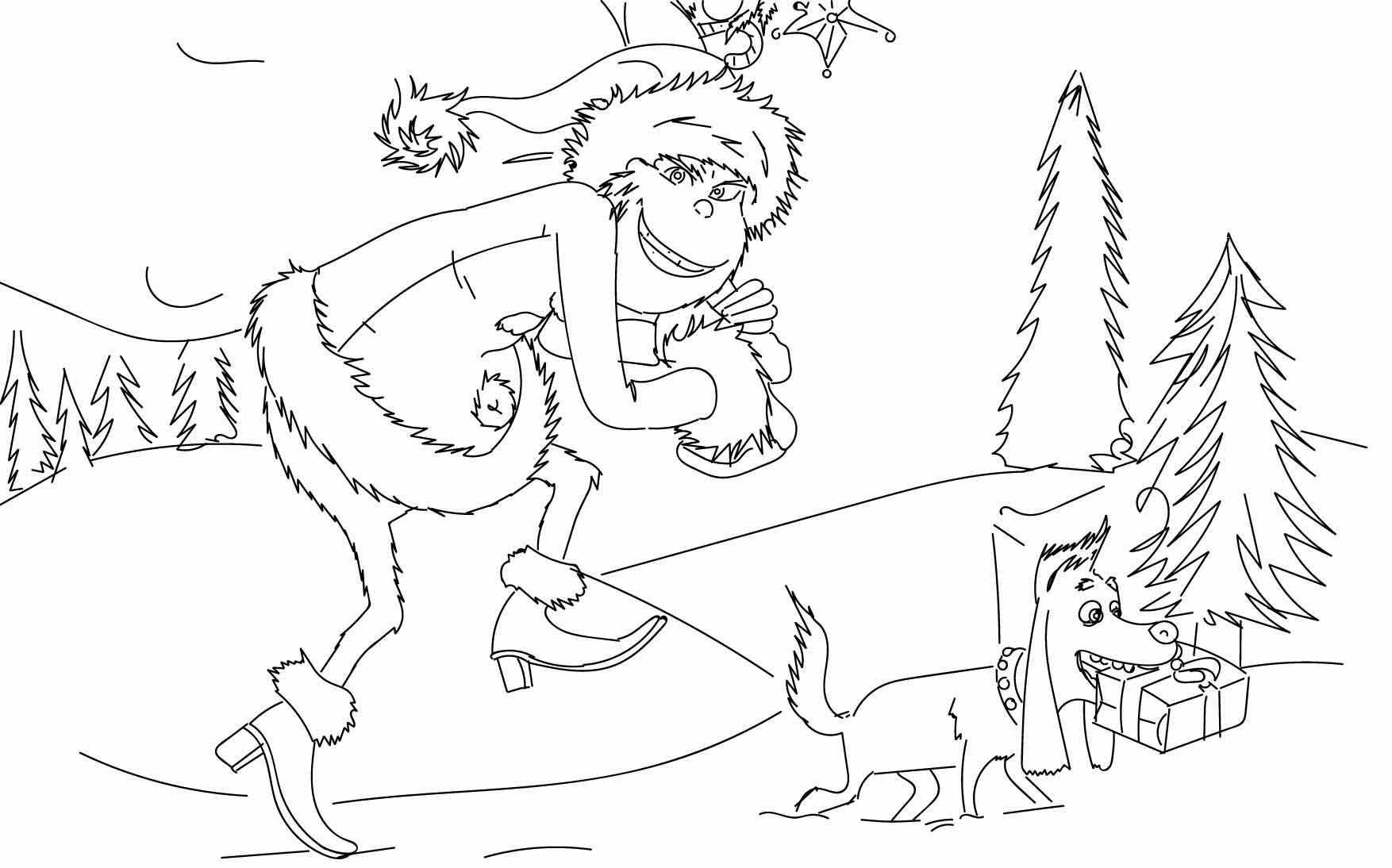 Coloriage Le Grinch Et Son Volent Les Cadeaux De Noël - Grinch à imprimer