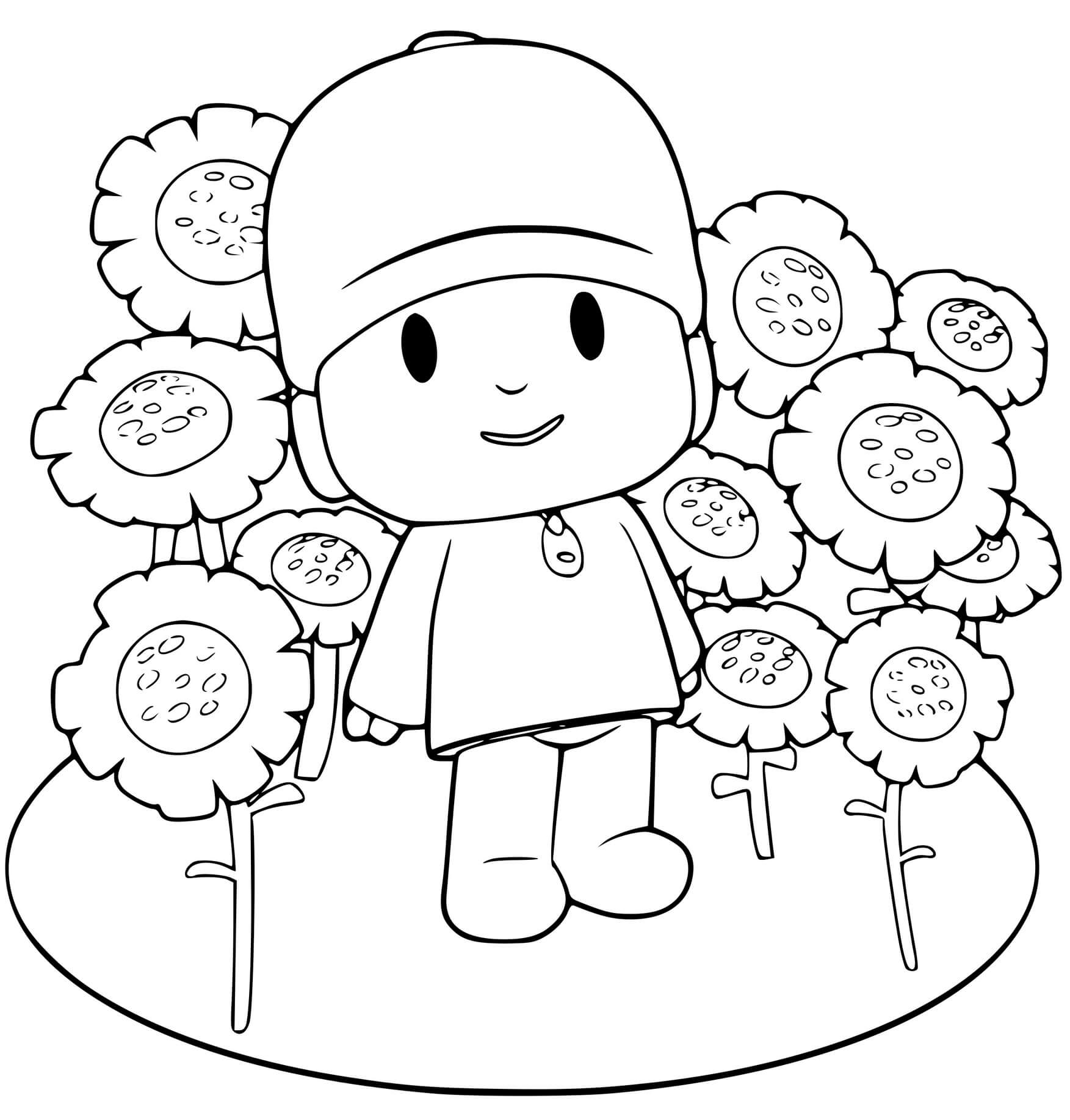 Coloriage Le Jardin De Pocoyo - Pocoyo à imprimer