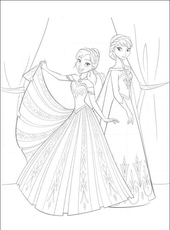 Coloriage Le Jour Du Couronnement Anna Elsa - La Reine des neiges à imprimer
