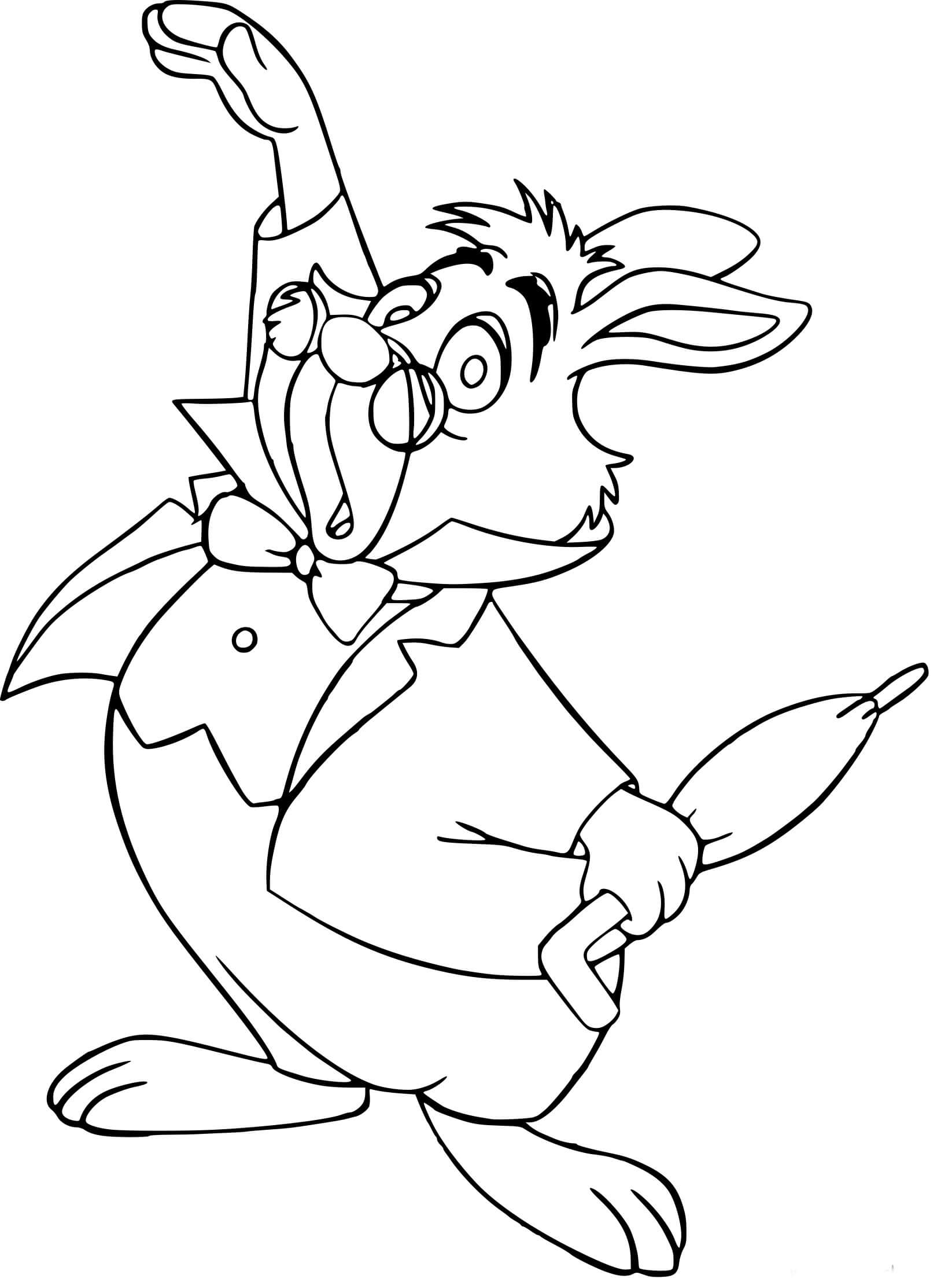 Coloriage Le Lapin Blanc d'Alice au pays des merveilles - Alice au pays des merveilles à imprimer