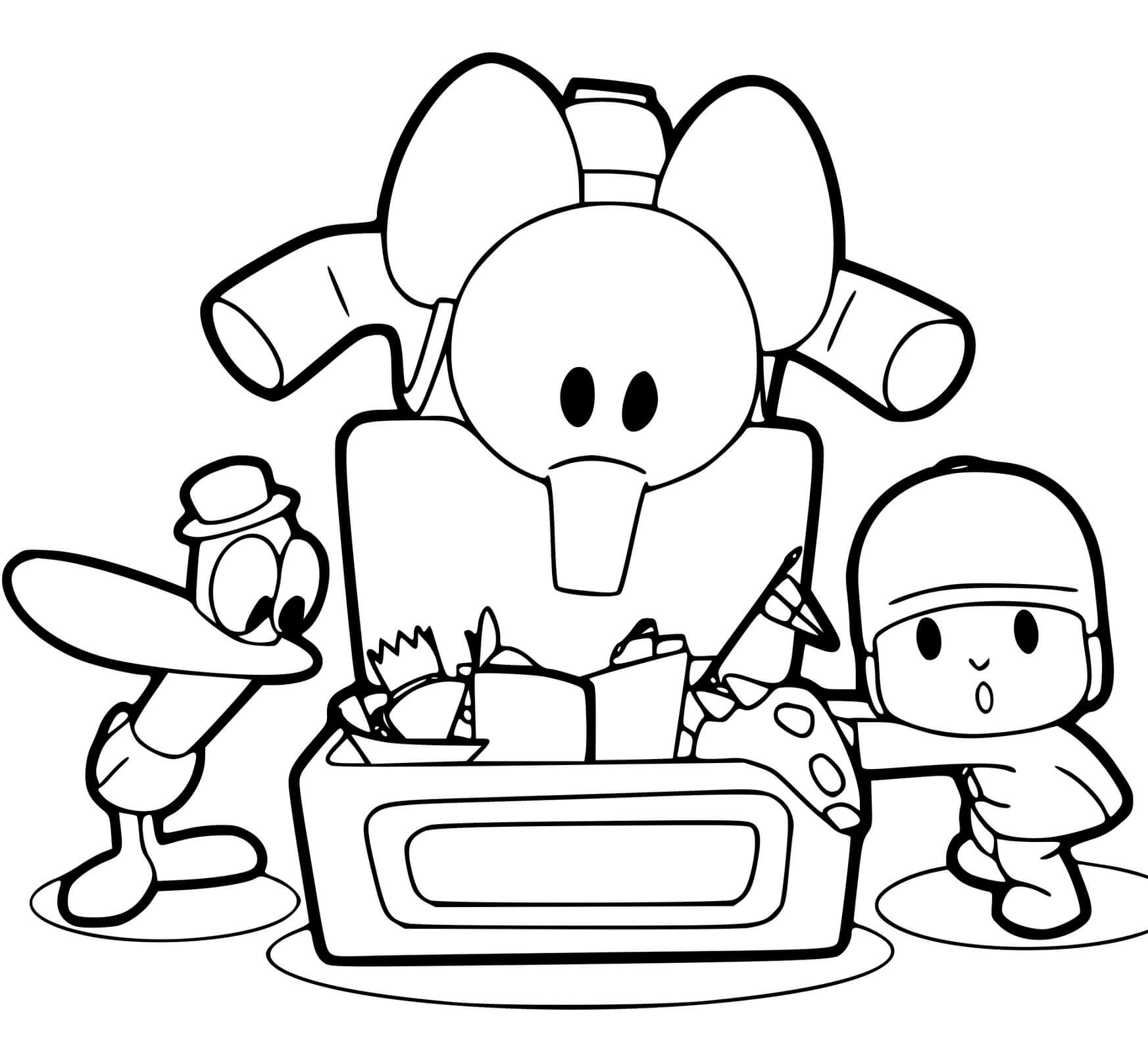 Coloriage Le Malle Mystere Pocoyo Trouve Des Objets Magnifique - Pocoyo à imprimer