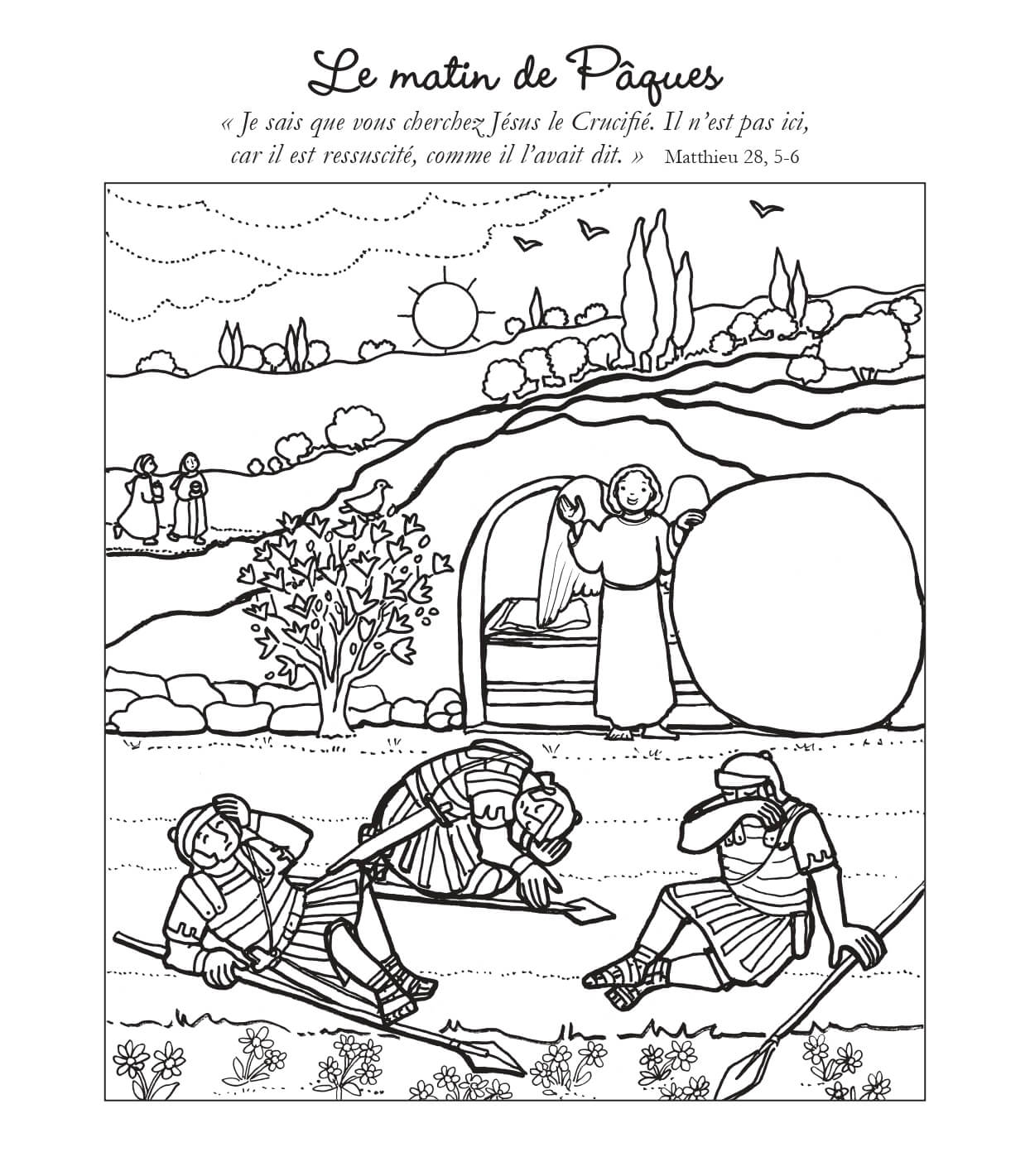 Coloriage Le Matin De Pâques Jesus Le Crucifie Est Ressuscite - Jésus à imprimer