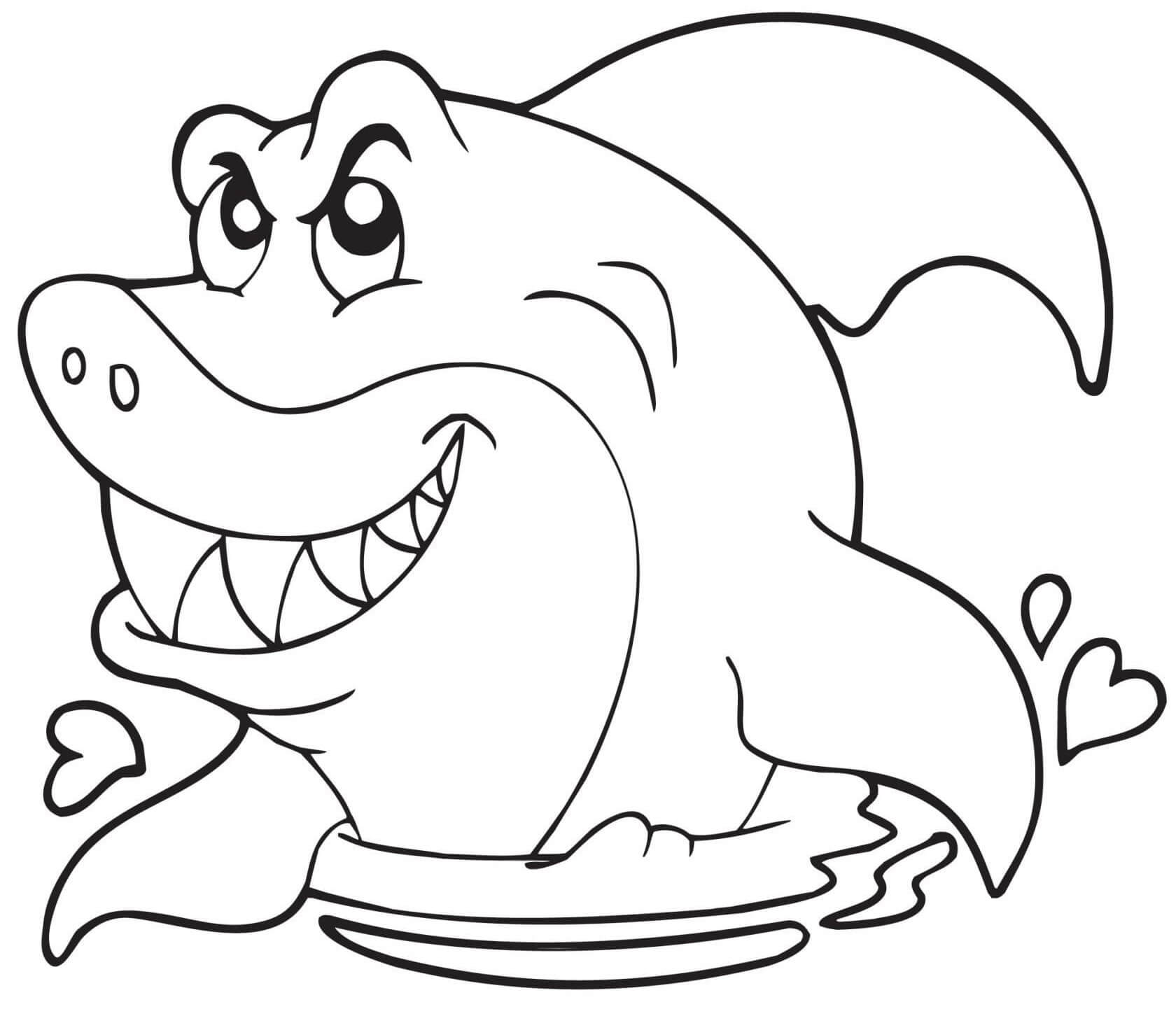 Coloriage Le Méchant Requin Dans La Mer - Requin à imprimer