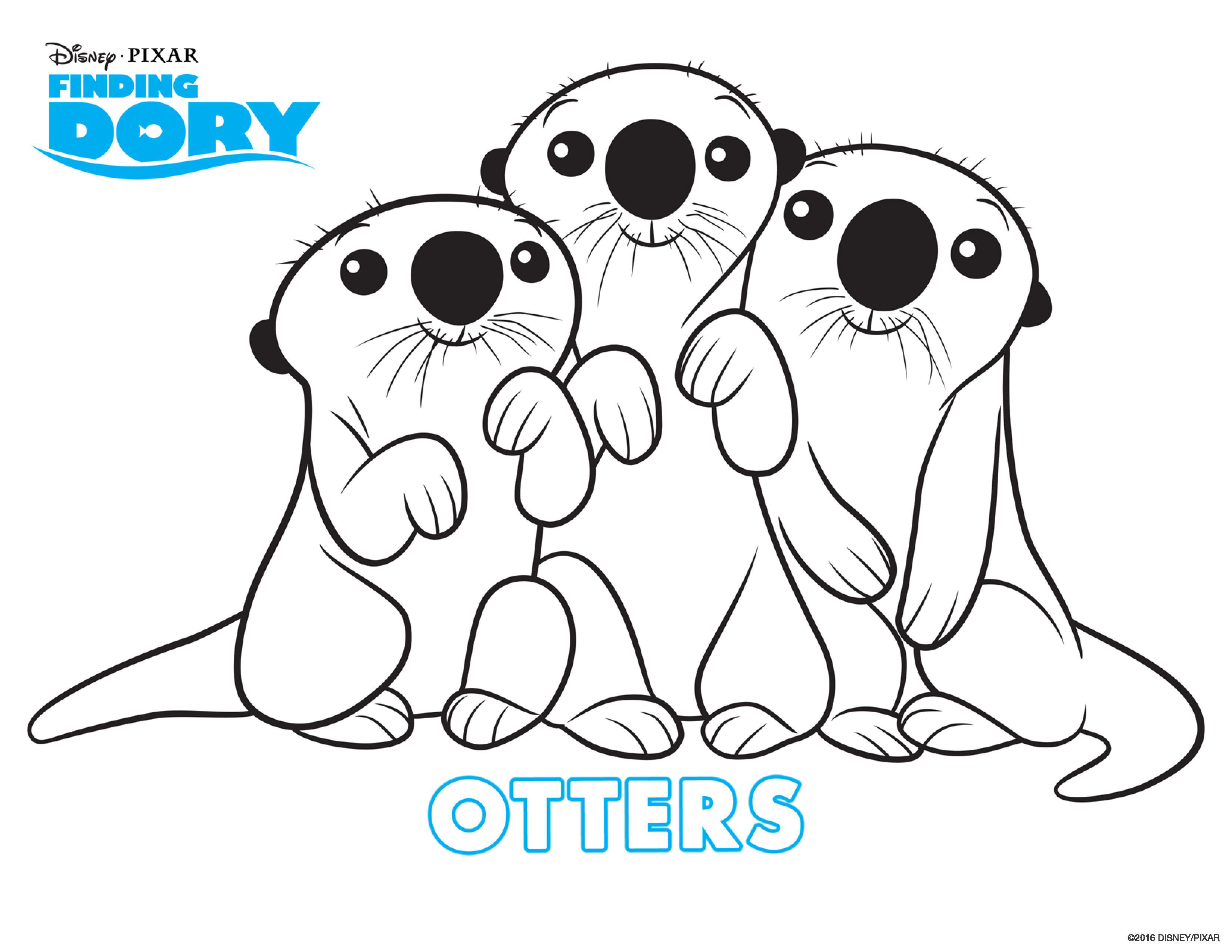 Coloriage Le Monde De Dory Les 3 Petits Otaries - Le Monde de Dory à imprimer