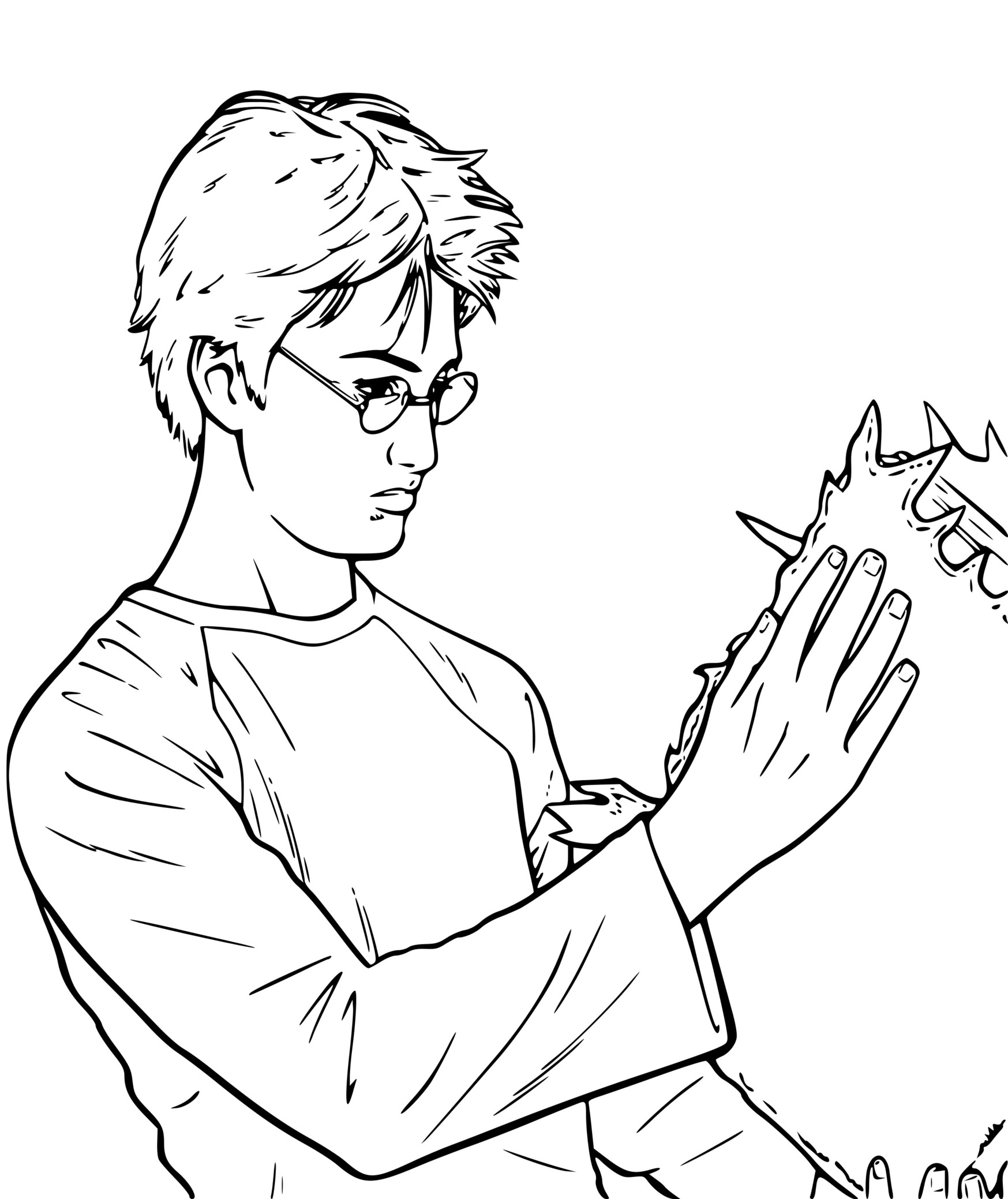 Coloriage Le Monstrueux Livre Des Monstres Entre Les Mains De Harry - Harry potter à imprimer
