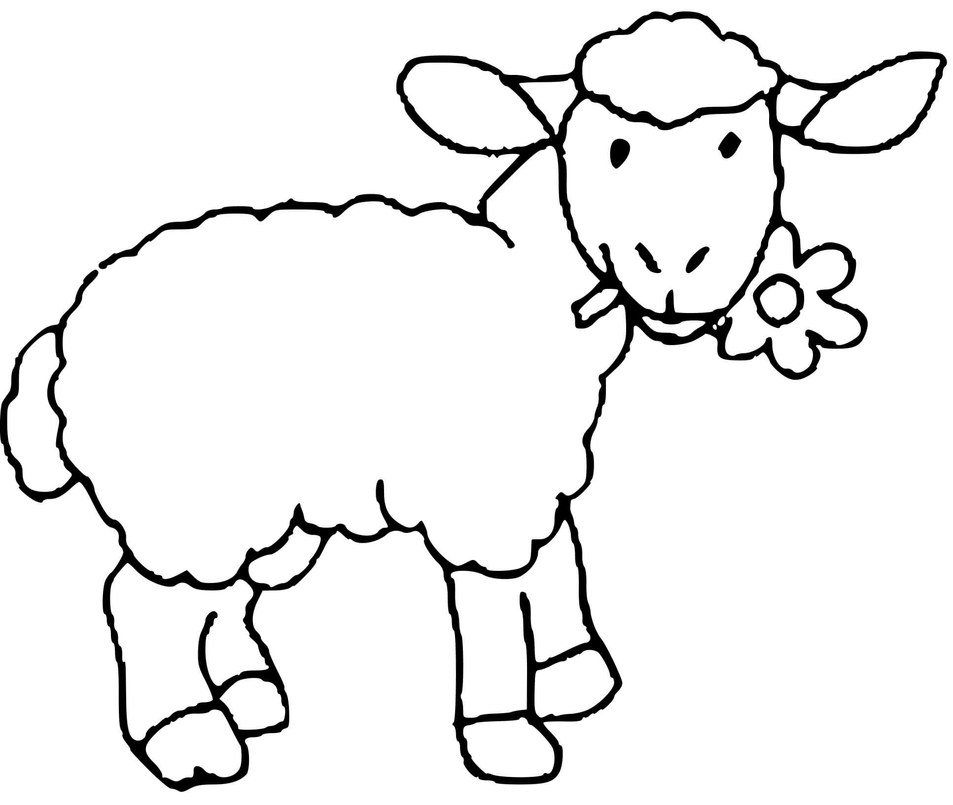 Coloriage Le Mouton Mange Une Fleur - Mouton à imprimer