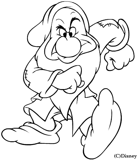 Coloriage Le Nain Grincheux N Est Jamais Content - Blanche neige à imprimer