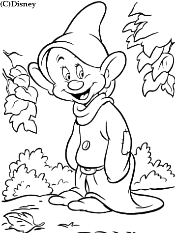 Coloriage Le Nain Simplet Est Bebete - Blanche neige à imprimer