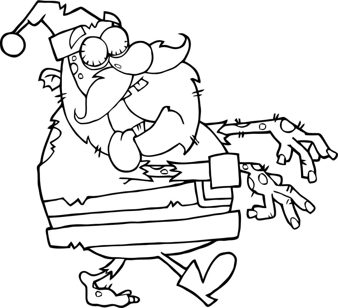 Coloriage Le Père Noël Est Un Zombie - Zombie à imprimer