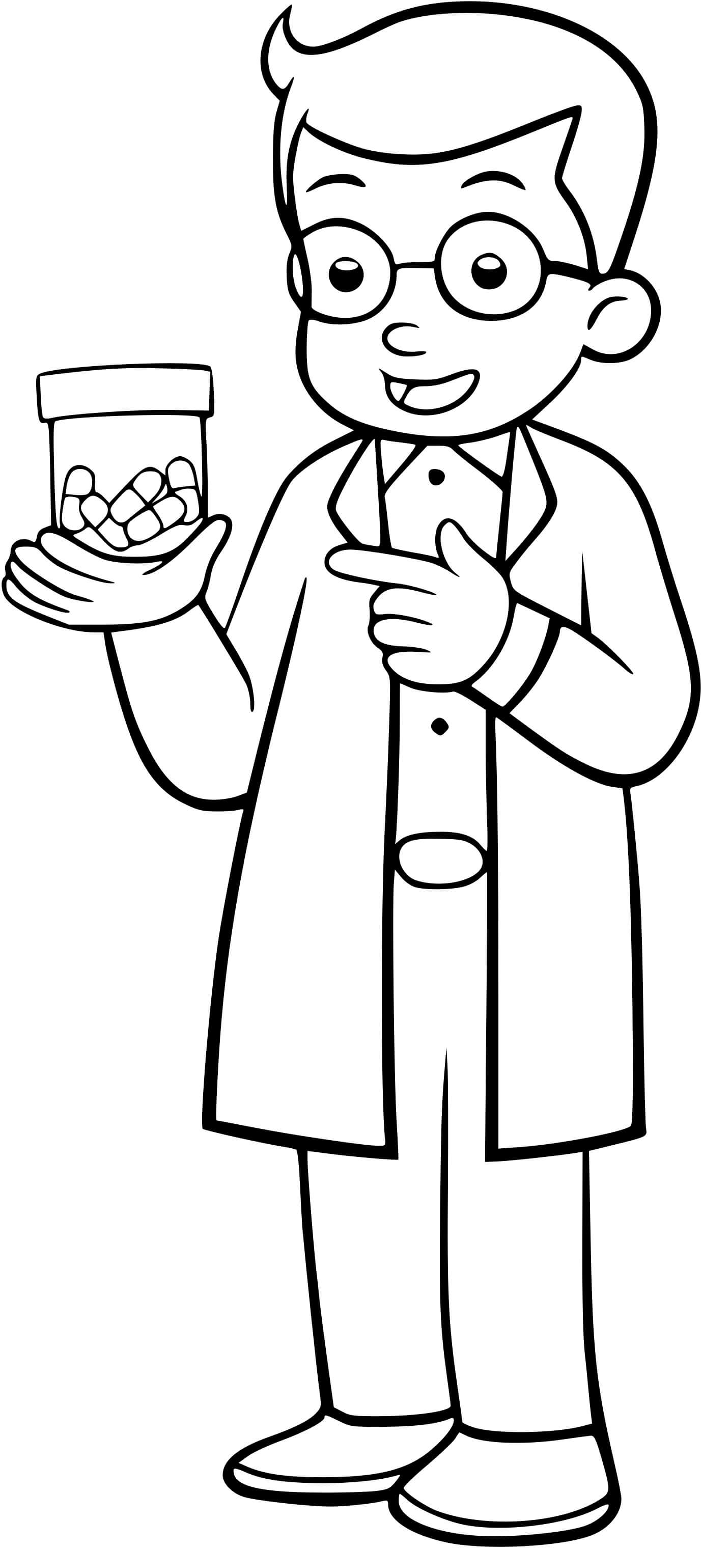 Coloriage Le Petit Garçon Est Devenu Un Pharmacien - Enfants à imprimer