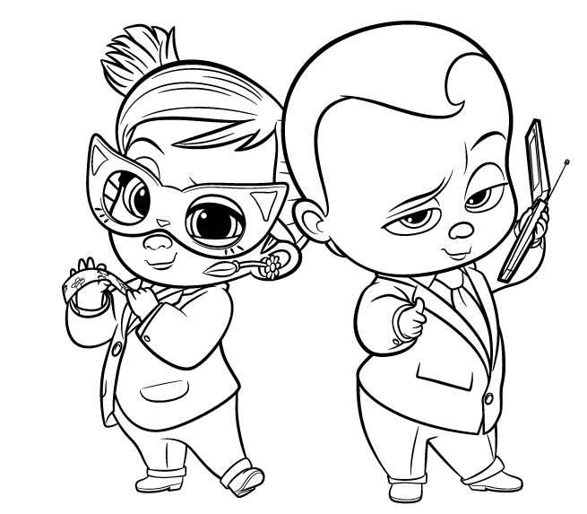 Coloriage Le Petit Homme Daffaires Au Téléphone Patron Bébé - Baby boss à imprimer