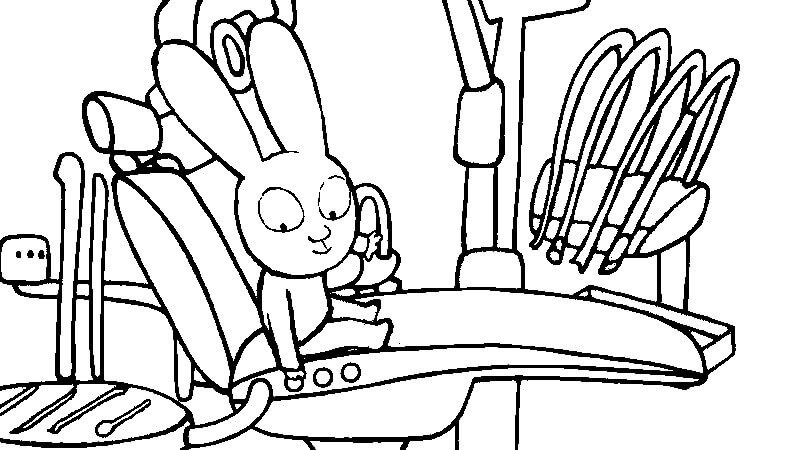 Coloriage Le Petit Lapin Simon Au Dentiste - Simon à imprimer