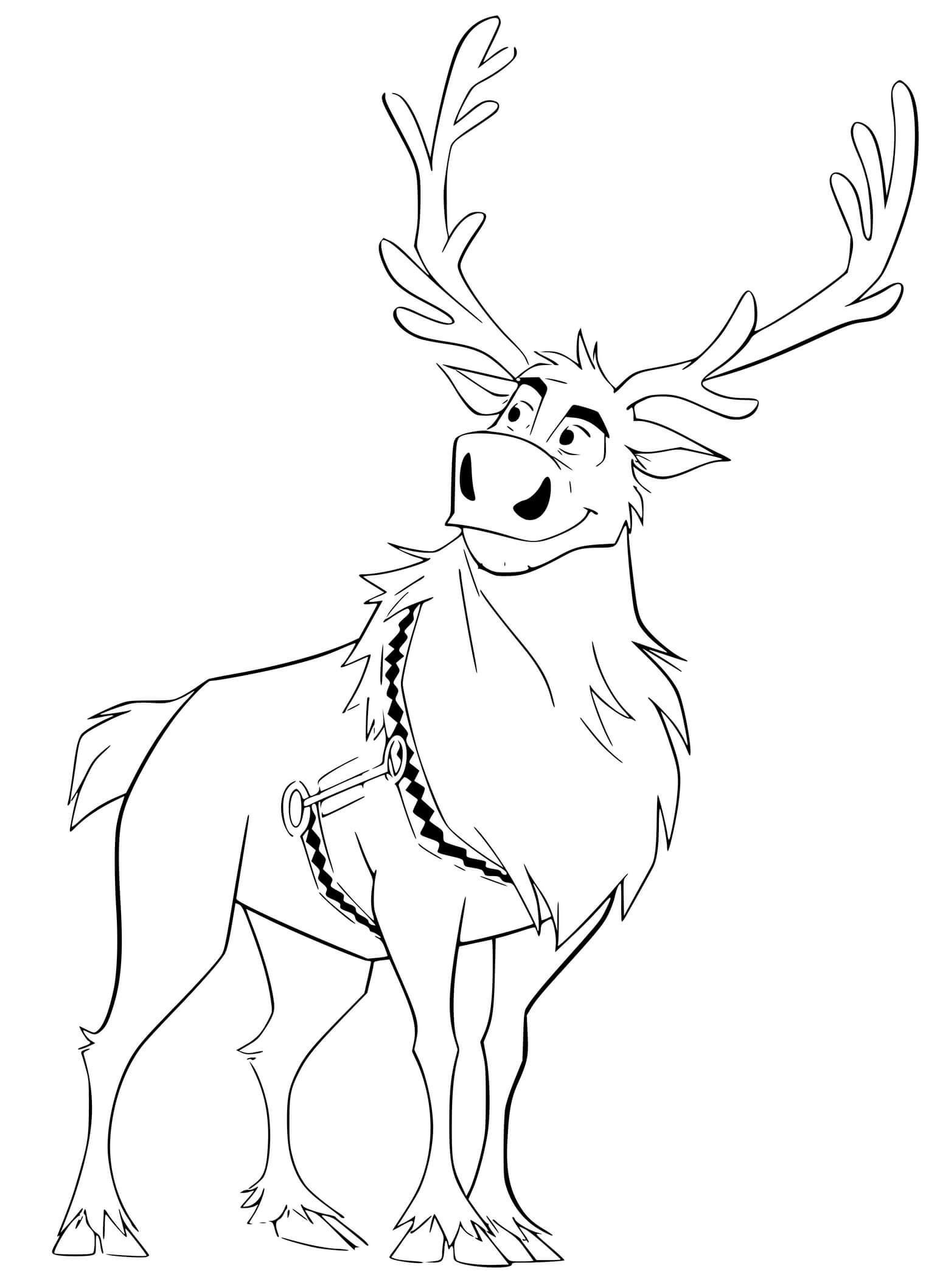 Coloriage Le Renne Sven Qui Attend Son Compagnon Kristoff - La Reine des neiges 2 à imprimer