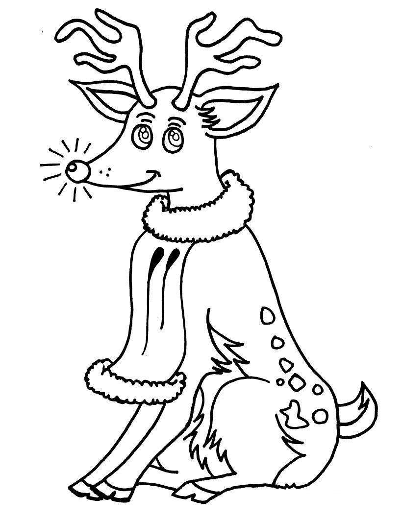 Coloriage Le Renne Rouge De Noël Tornade Dasher - Renne de Noël à imprimer
