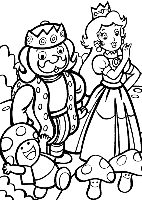 Coloriage Le Roi Et La Princesse - Mario à imprimer
