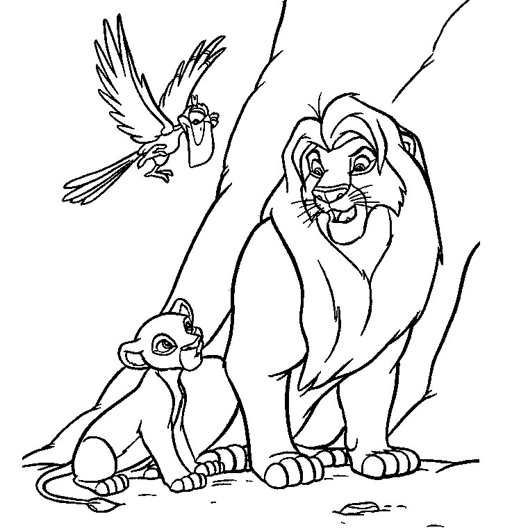 Coloriage Le Roi Lion rugissant dans la savane - Animaux à imprimer