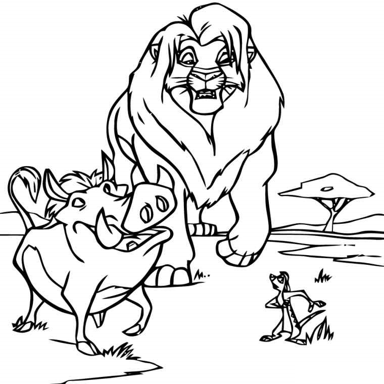 Coloriage Le Roi Lion Avec Pumbaa Et Timon - Roi lion à imprimer