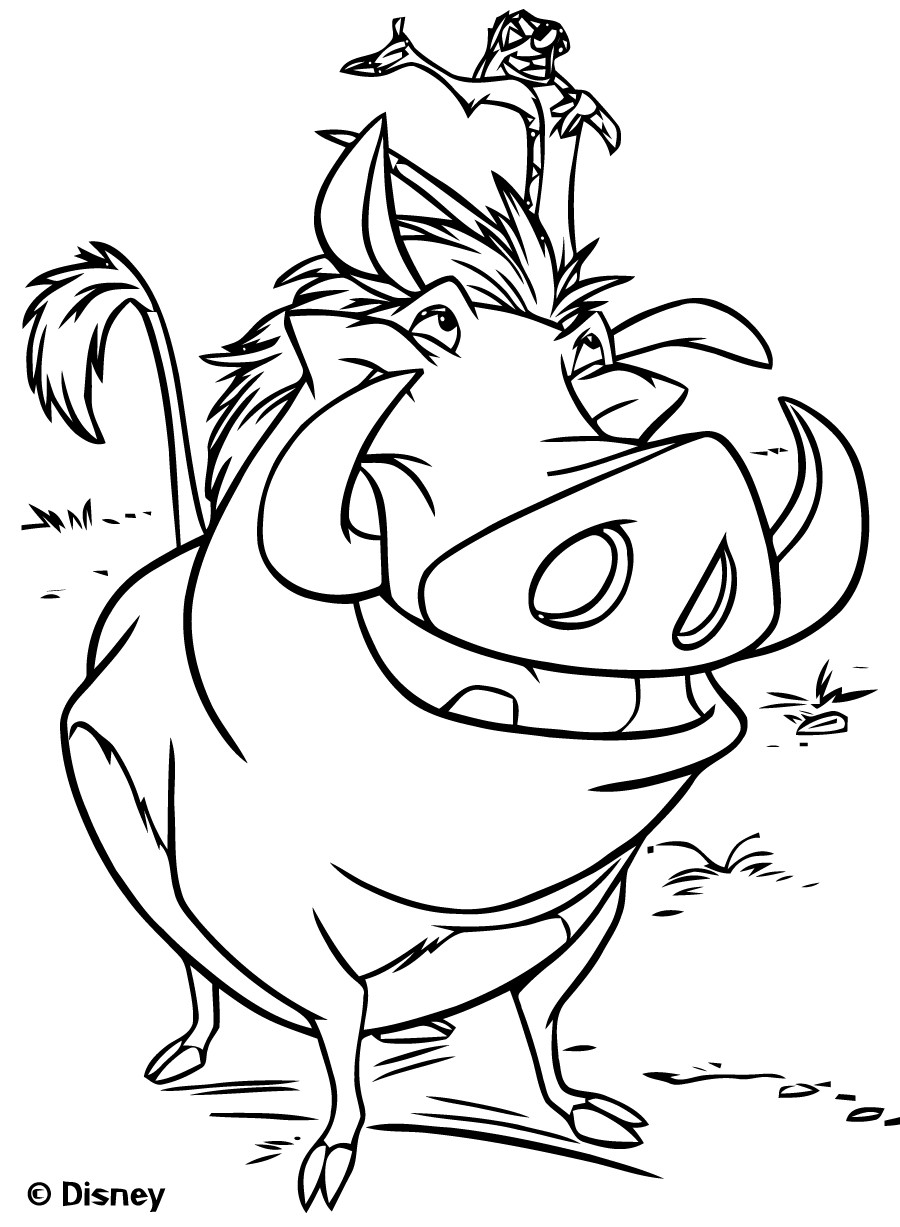 Coloriage Le Roi Lion Pumbaa - Roi lion à imprimer