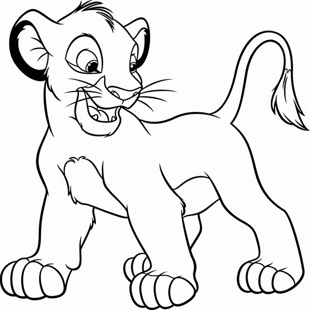 Coloriage Le Roi Lion Simba Joyeux - Roi lion à imprimer
