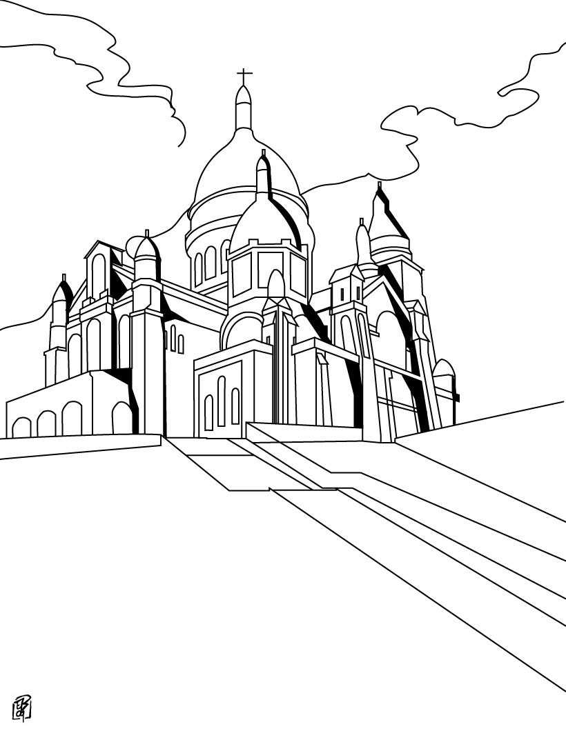 Coloriage Le Sacre Cœur France Monument - France à imprimer