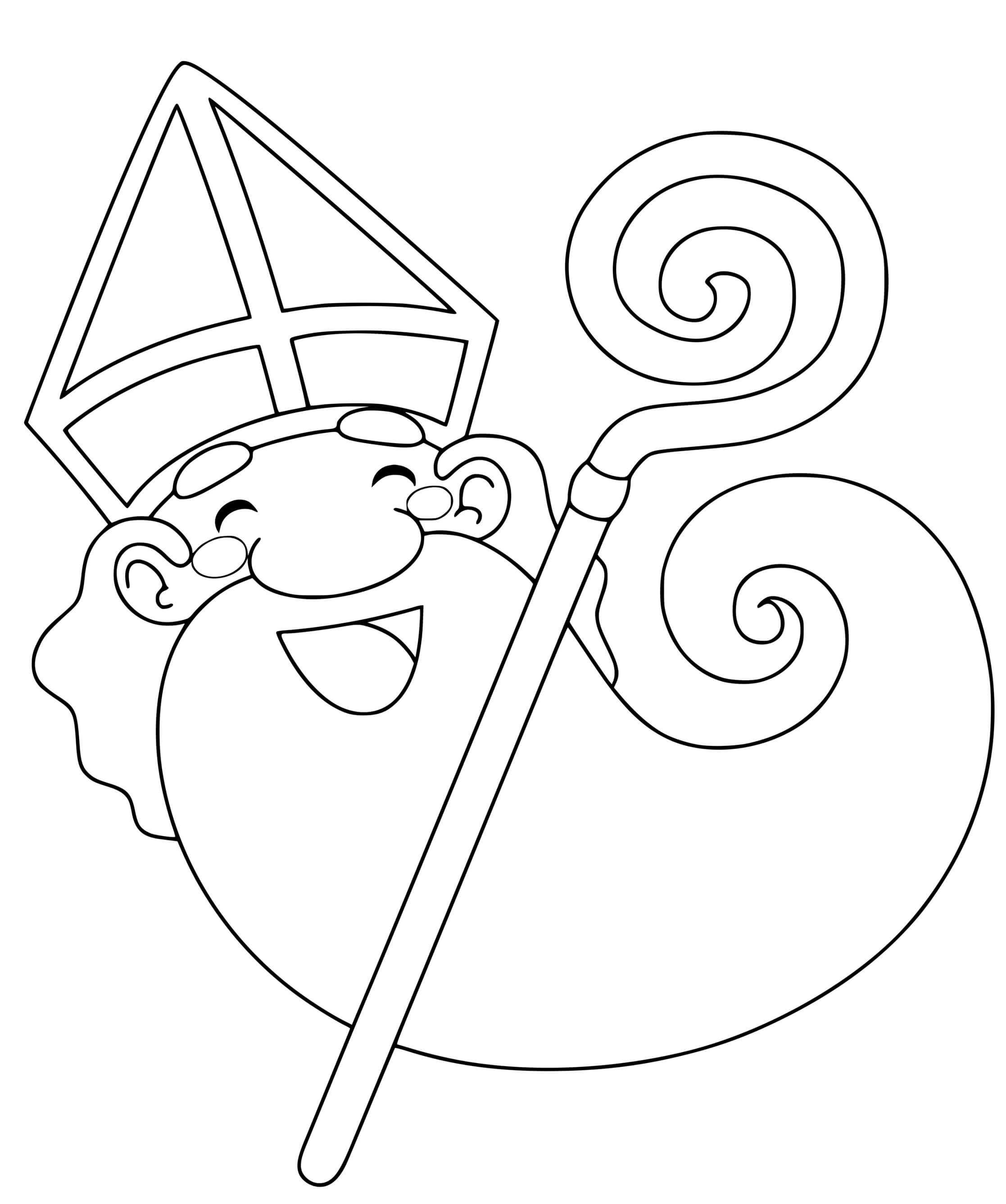 Coloriage Le Saint Nicolas Heureux Pour Noël - Saint Nicolas à imprimer