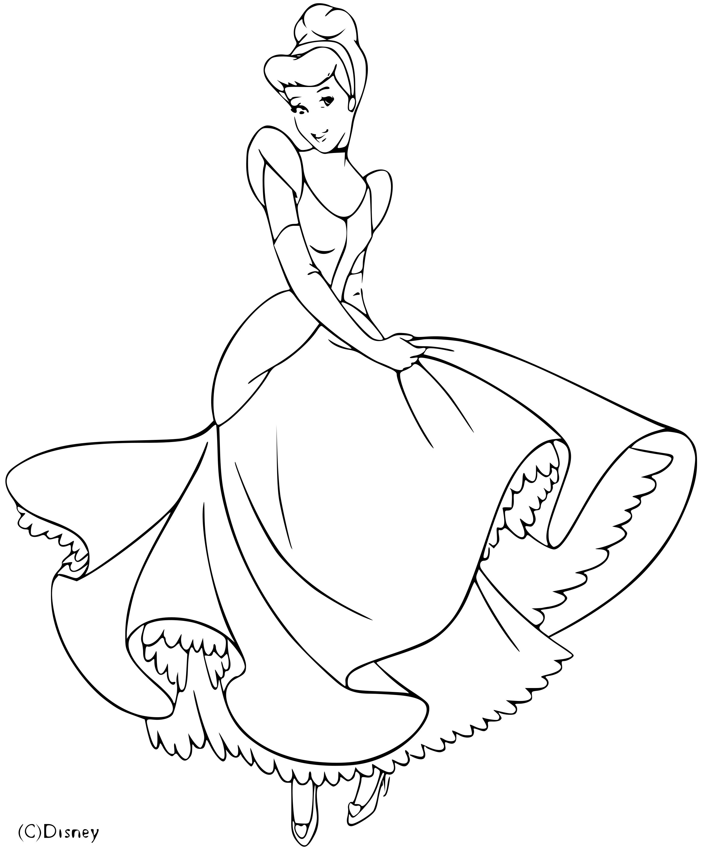 Coloriage Le Sourire De La Petite Fille Cendrillon - Cendrillon à imprimer