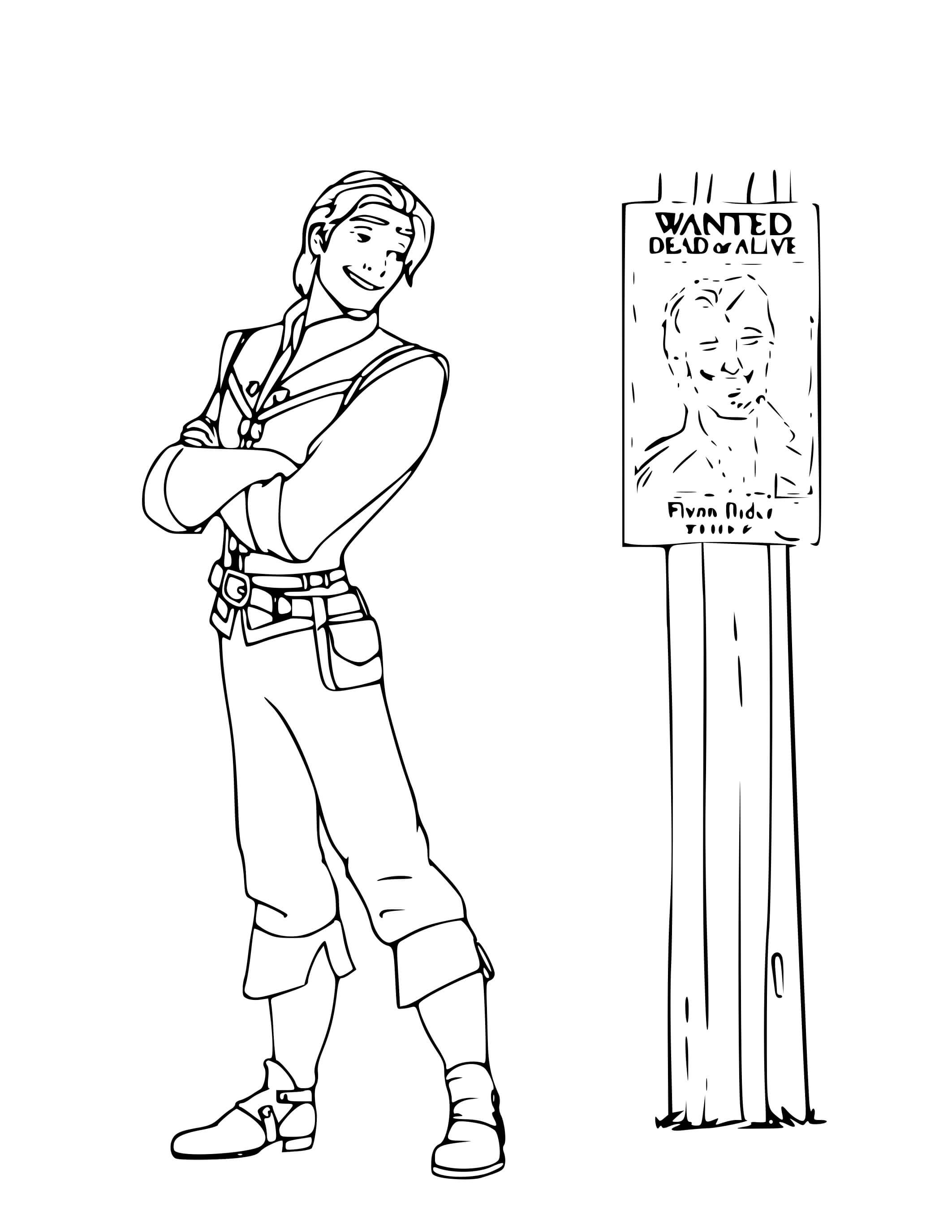 Coloriage Le Voleur Du Royaume Est Recherche Flynn Rider - Raiponce à imprimer