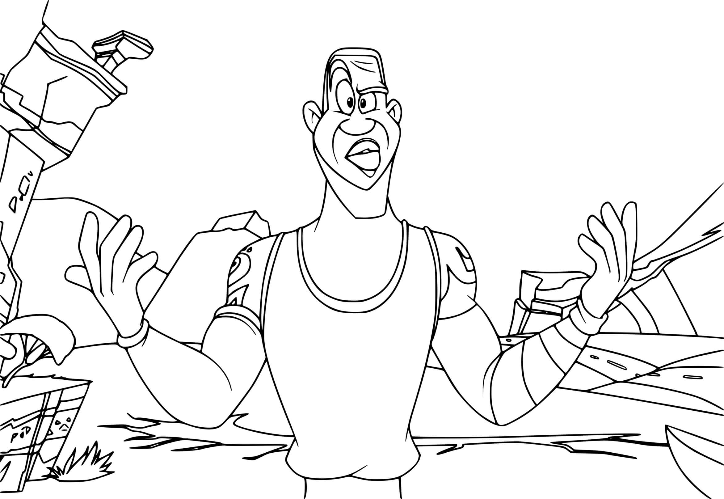 Coloriage LeBron James Cartoon Basketball - Space jam à imprimer