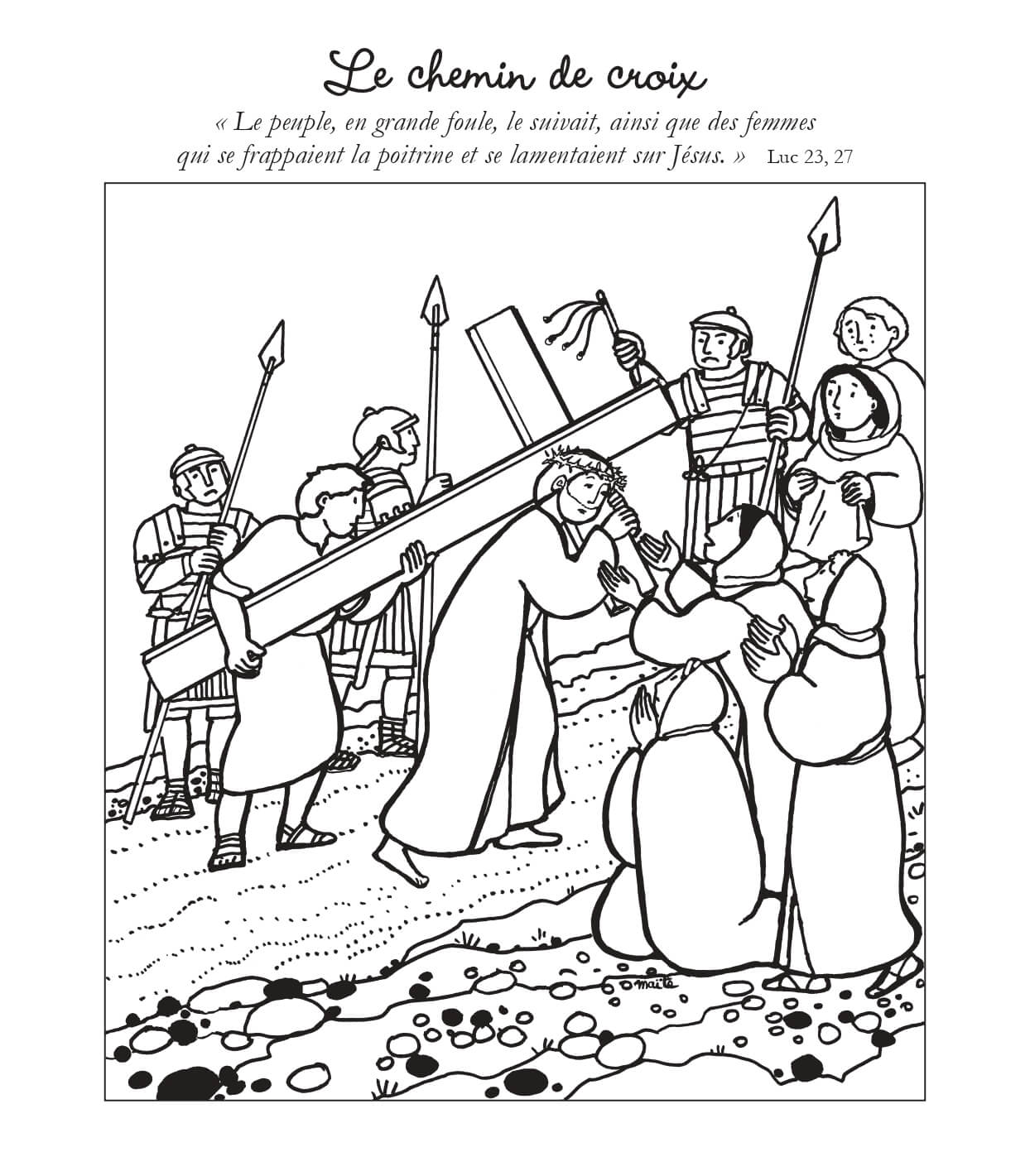 Coloriage Lechemin De Croix Le Peuple Suivait Jesus - Jésus à imprimer