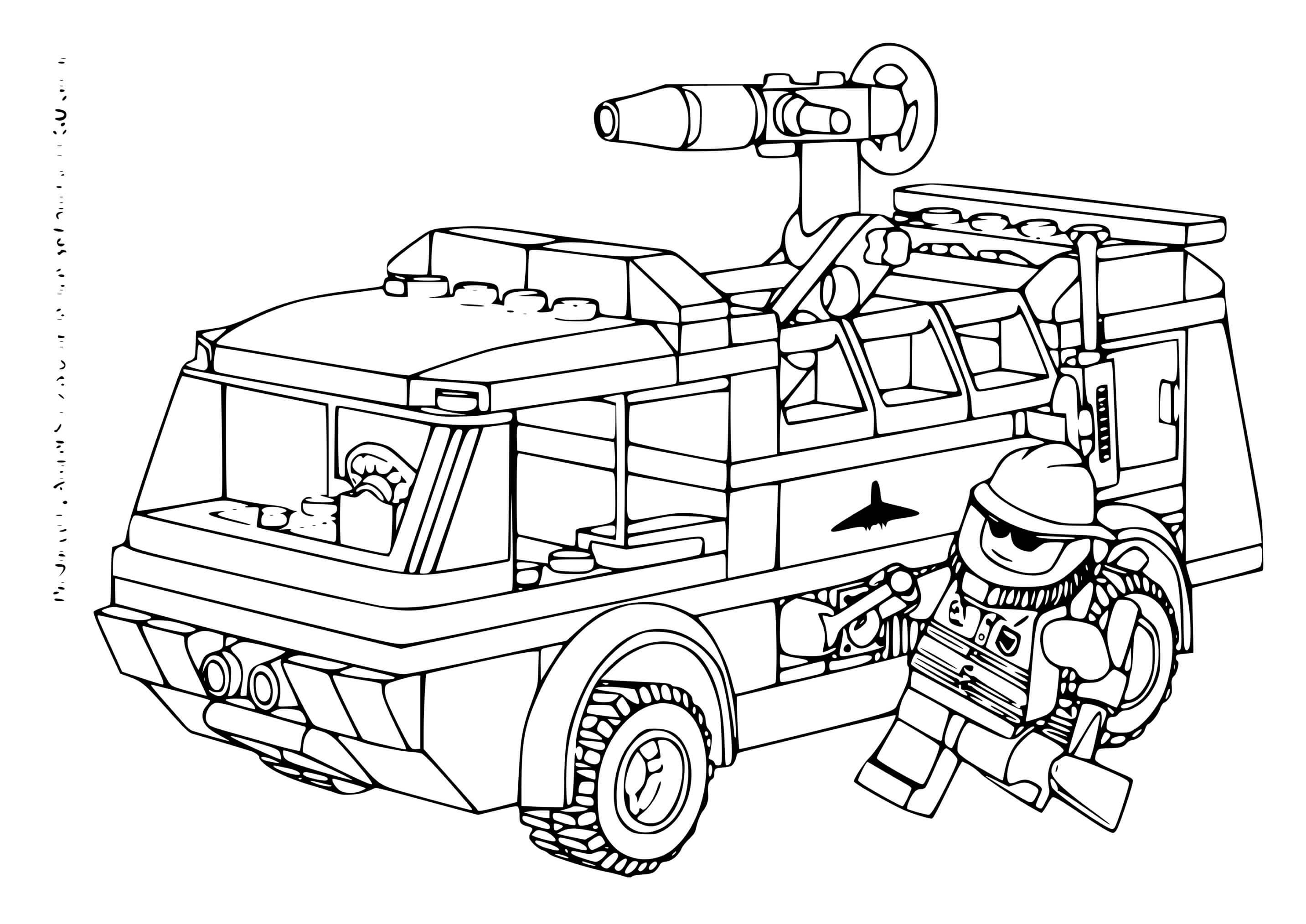 Coloriage Lego Camion De Pompiers - Pompier à imprimer