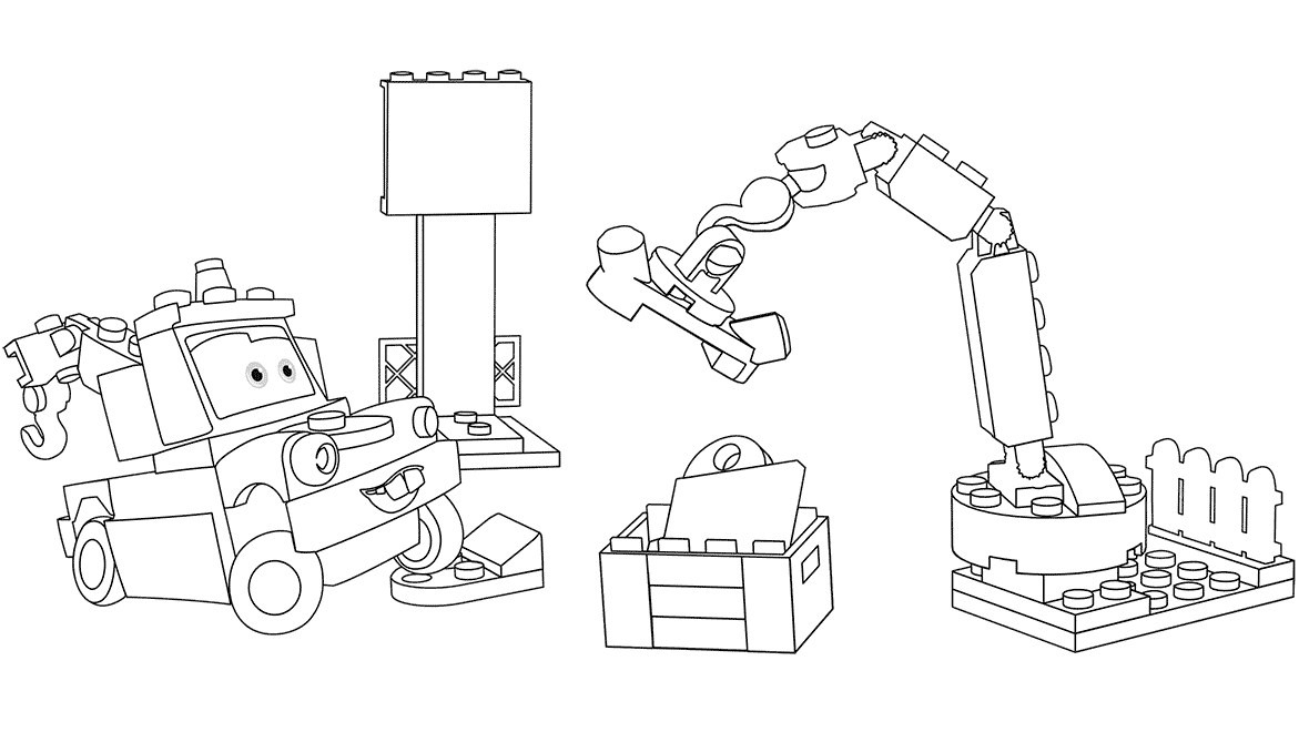 Coloriage Lego Cars Mater - Lego junior à imprimer