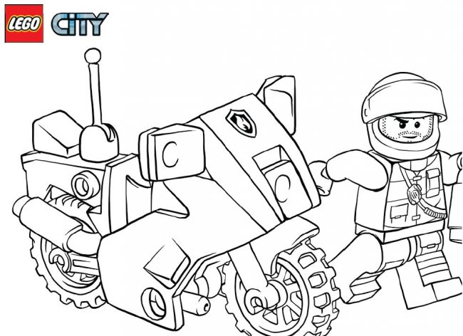 Coloriage Lego City Police Moto - Police à imprimer