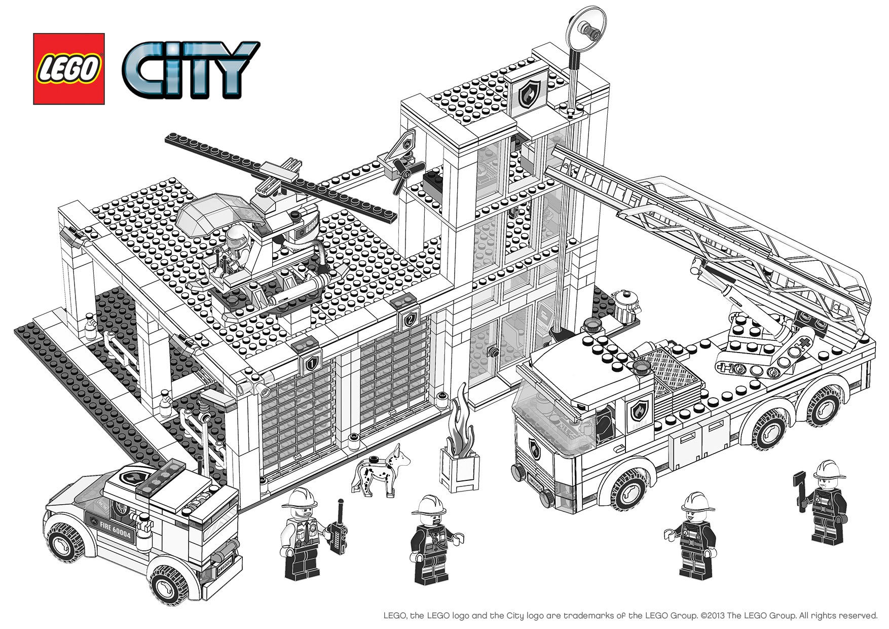 Coloriage Lego City Pompier - Lego à imprimer