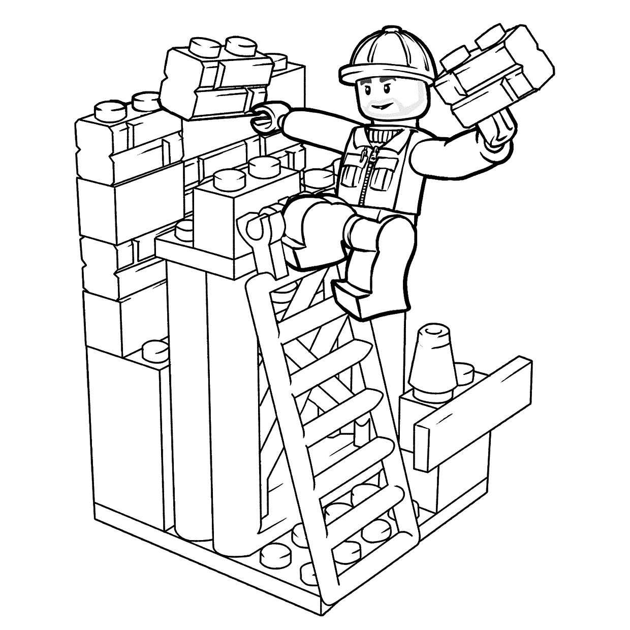 Coloriage Lego Construction Worker - Lego junior à imprimer