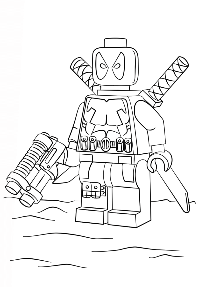 Coloriage Lego Dead Pool Super Heroes - Lego Super Heroes à imprimer
