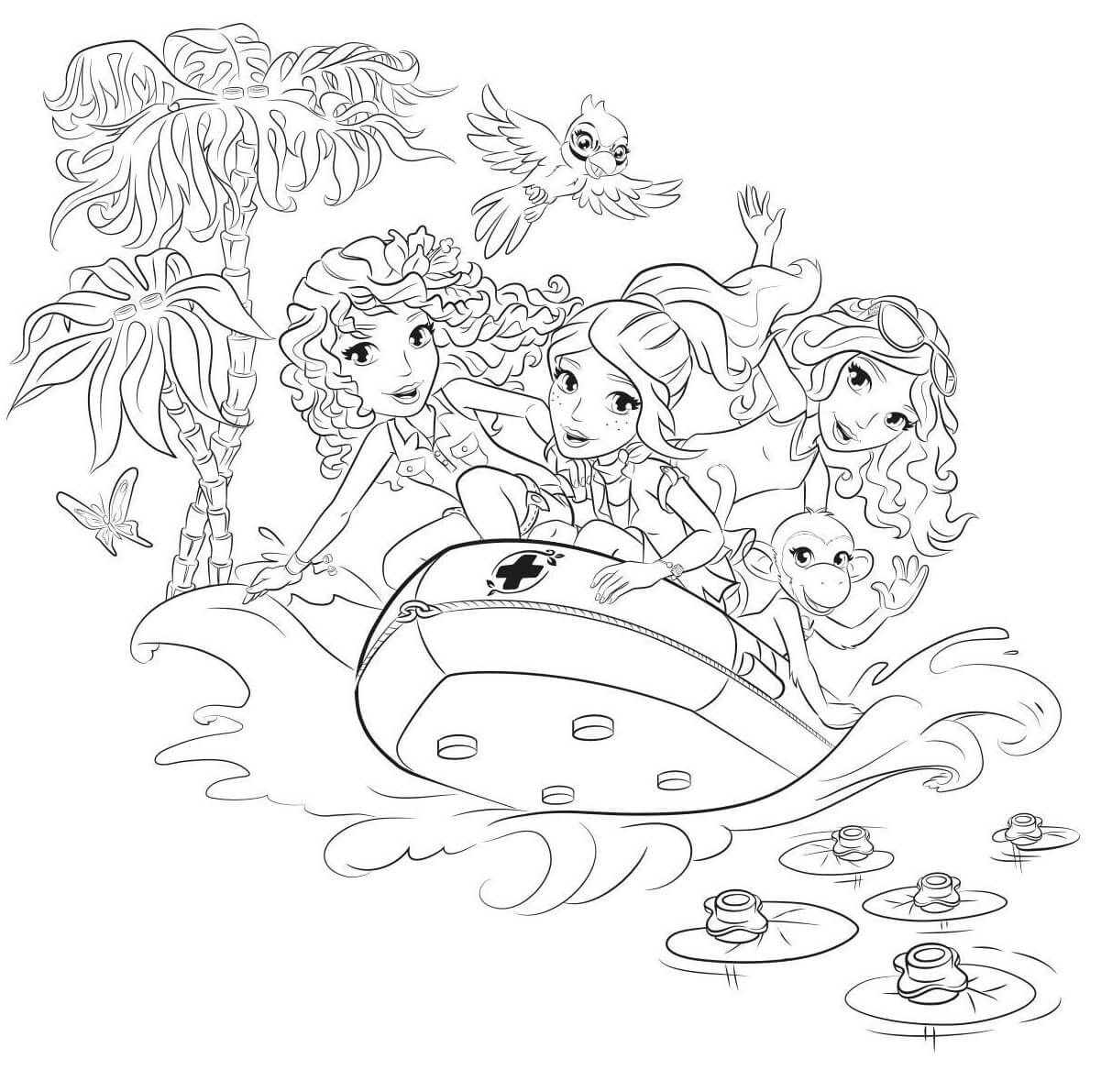 Coloriage Lego Friends Bateau Et Plage Entre Filles - Lego friends à imprimer