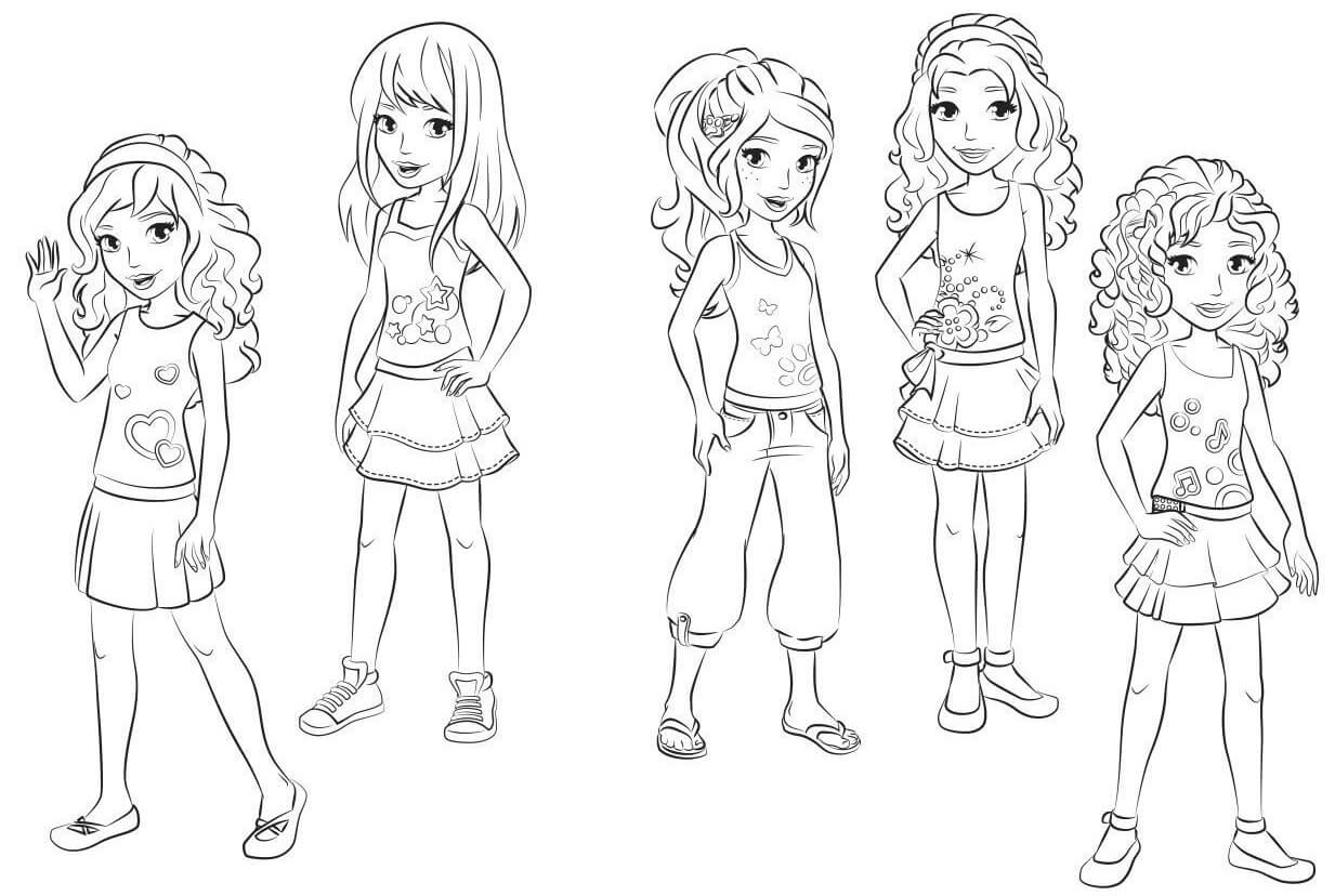 Coloriage Lego Friends Groupe - Lego friends à imprimer