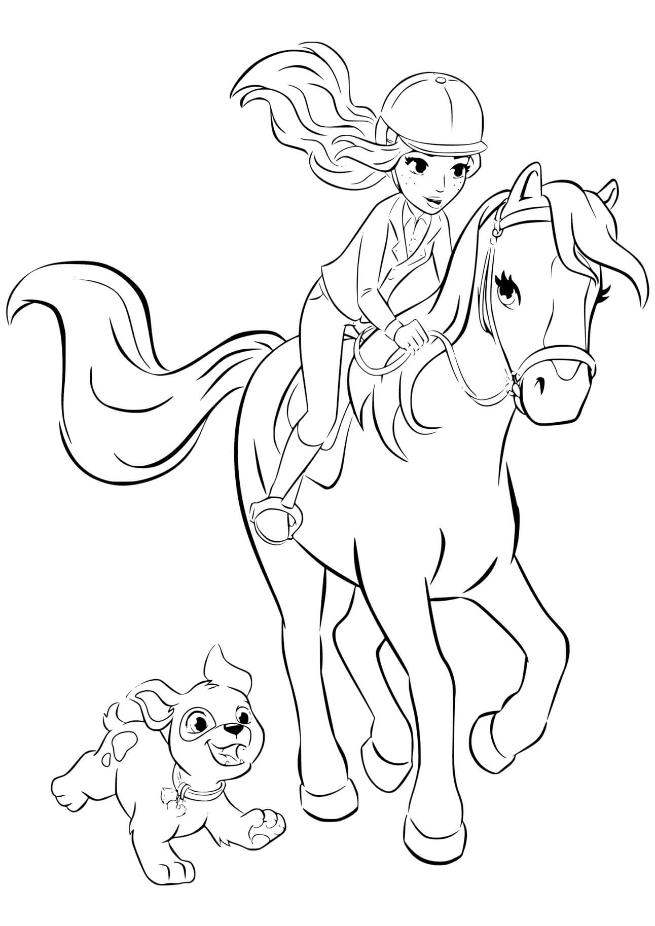 Coloriage Mia et son cheval Lego Friends - Lego friends à imprimer