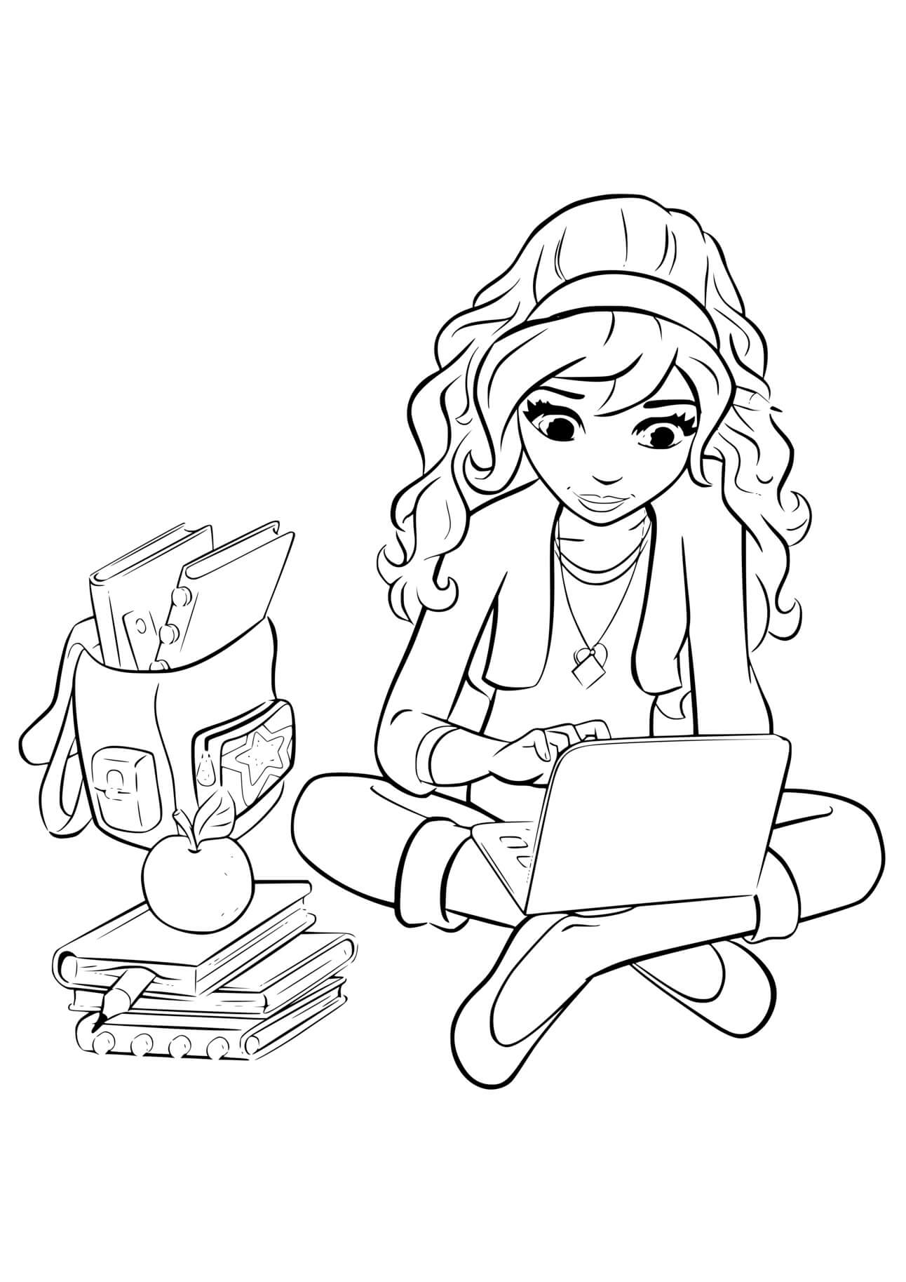 Coloriage Olivia Lego Friends souriante - Lego friends à imprimer