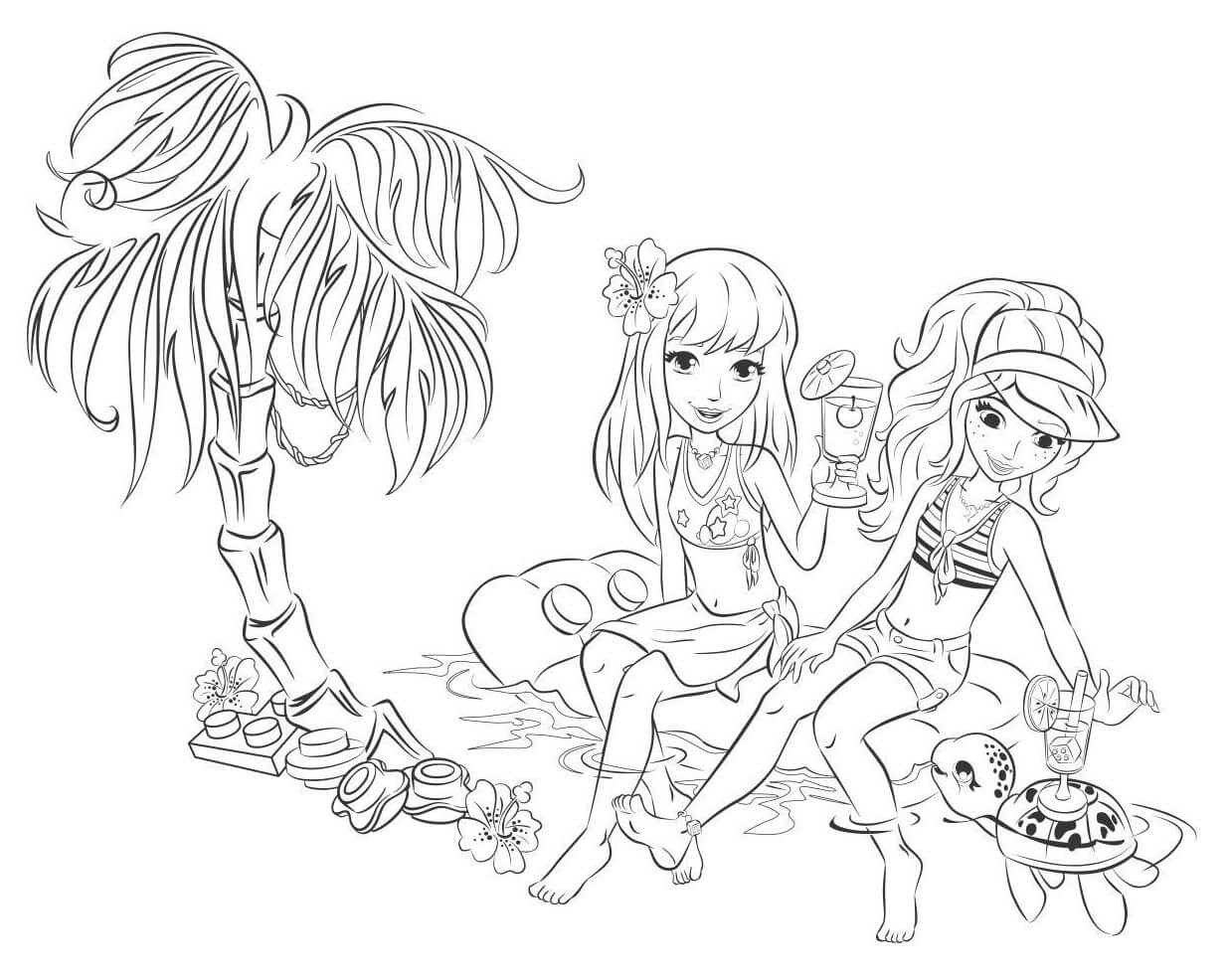 Coloriage Lego Friends Plage Et Soleil Été - Lego friends à imprimer